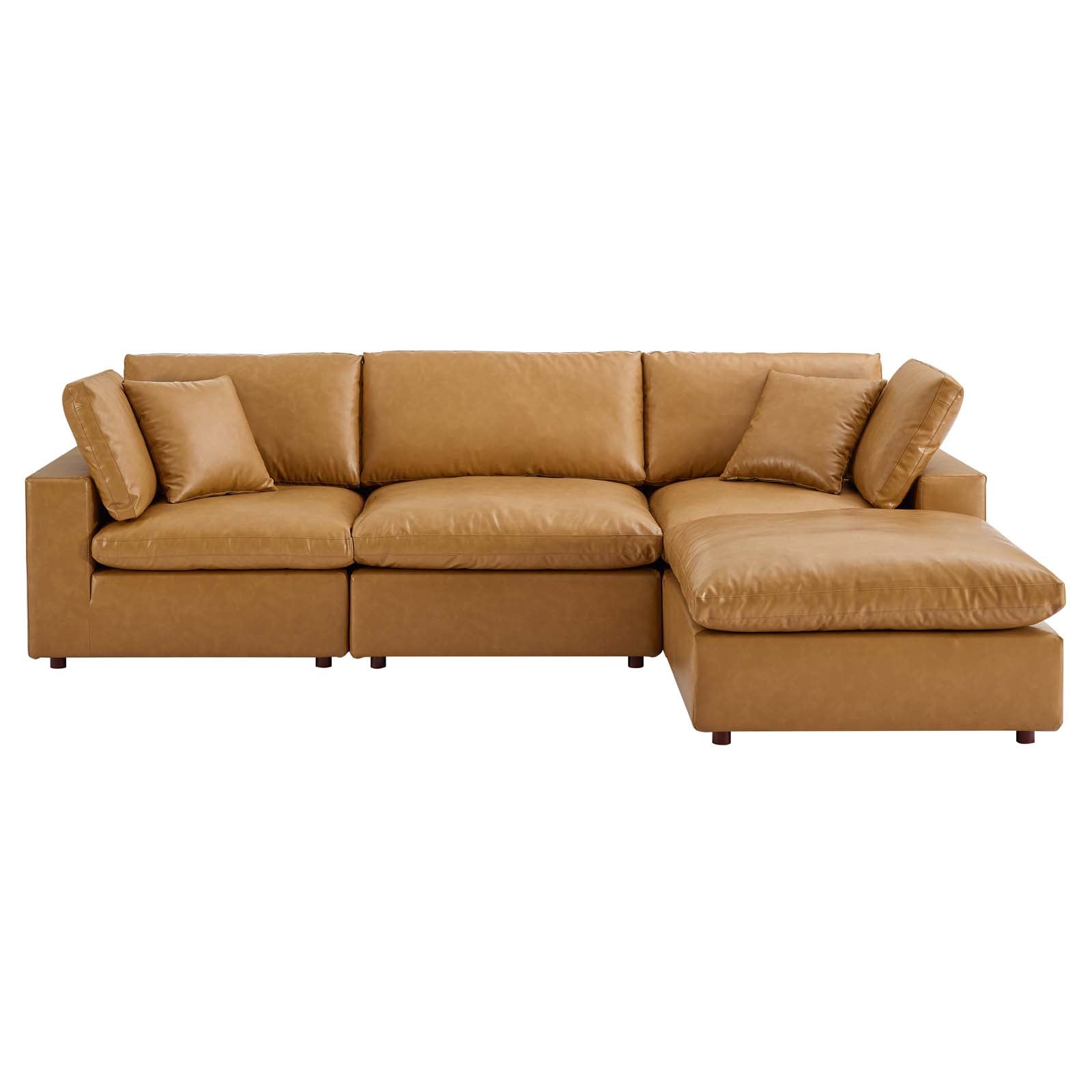Commix Down Filled Overstuffed Vegan Leather 4-Piece Sectional Sofa-Sectional-Modway-Wall2Wall Furnishings