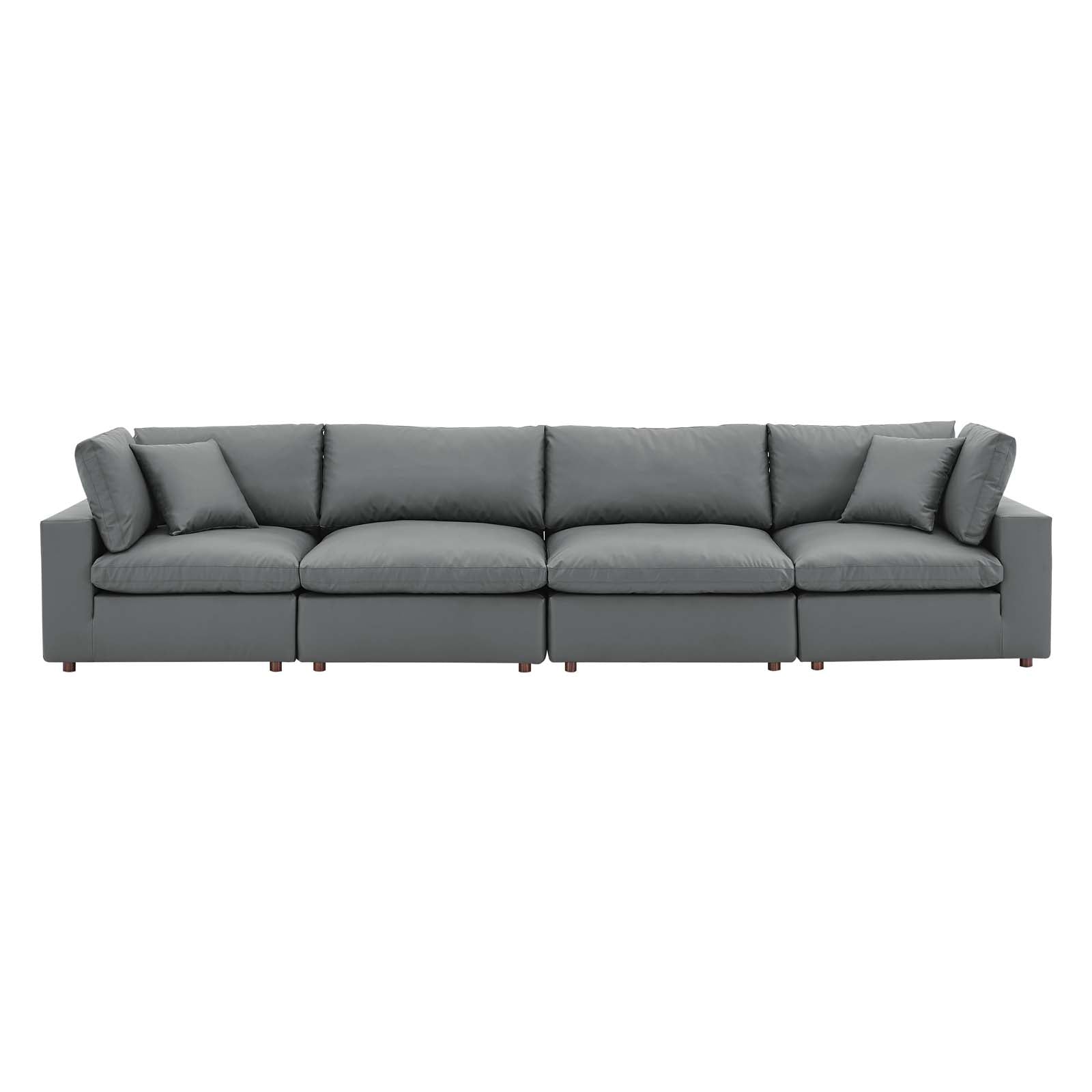 Commix Down Filled Overstuffed Vegan Leather 4-Seater Sofa-Sofa-Modway-Wall2Wall Furnishings