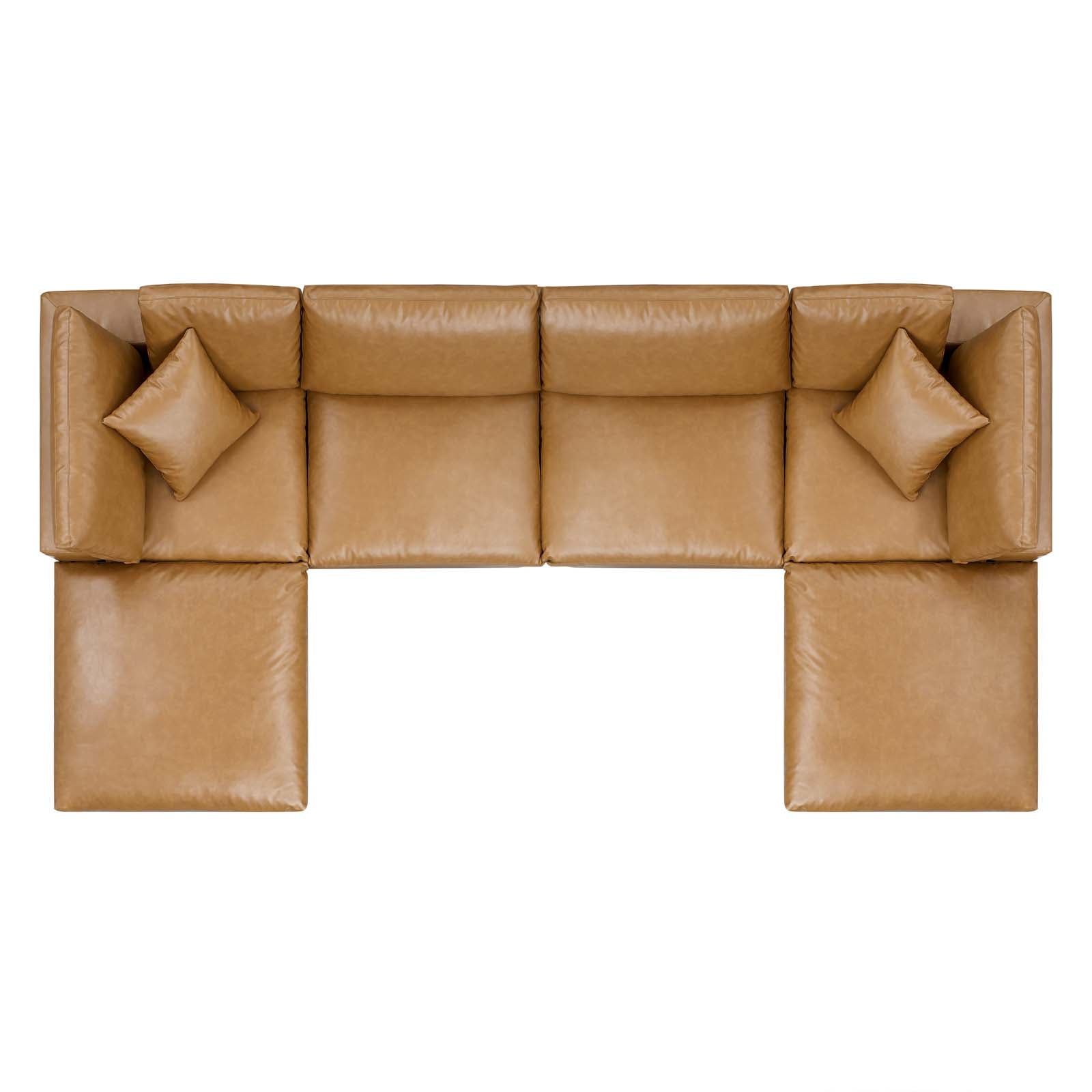 Commix Down Filled Overstuffed Vegan Leather 6-Piece Sectional Sofa-Sectional-Modway-Wall2Wall Furnishings