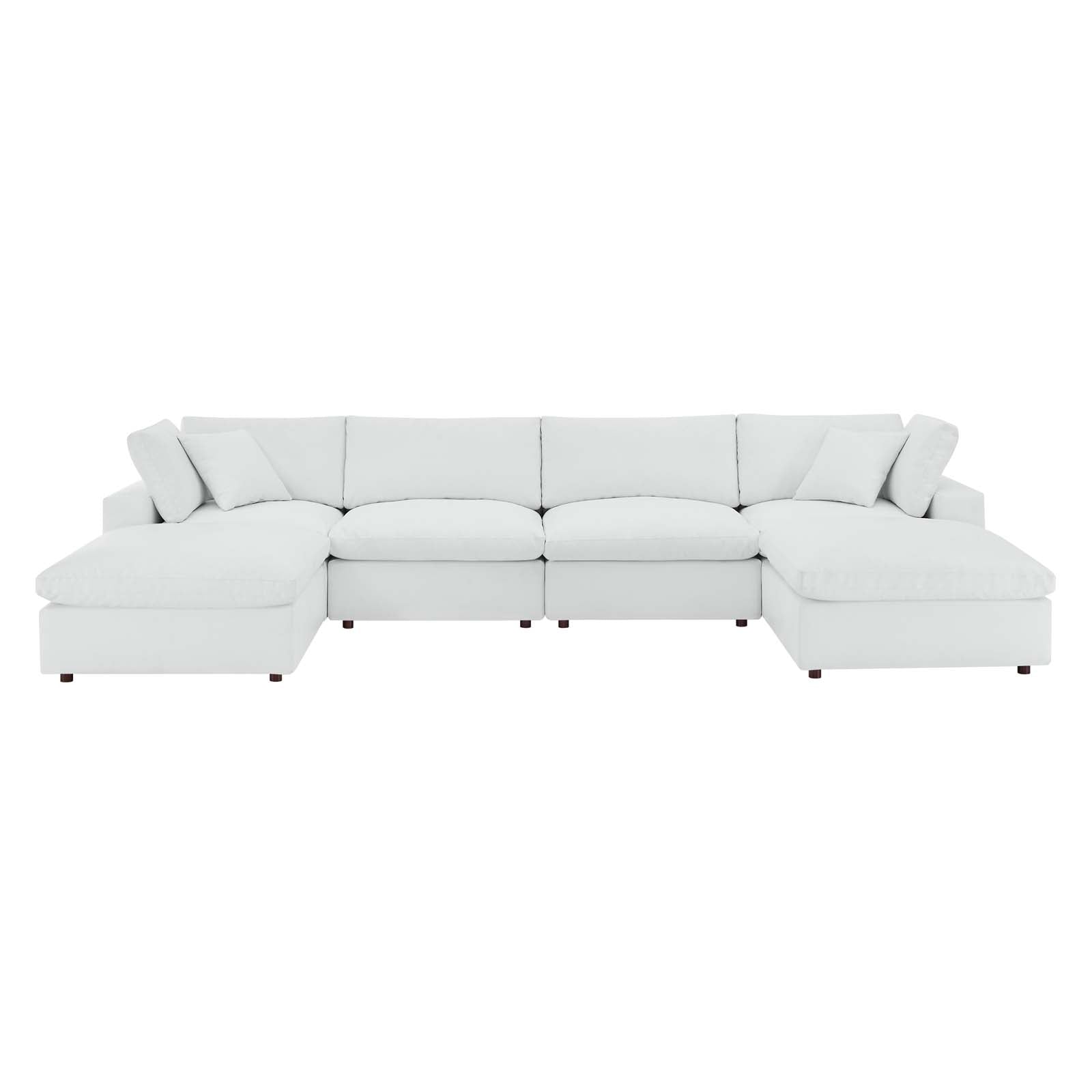Commix Down Filled Overstuffed Vegan Leather 6-Piece Sectional Sofa-Sectional-Modway-Wall2Wall Furnishings