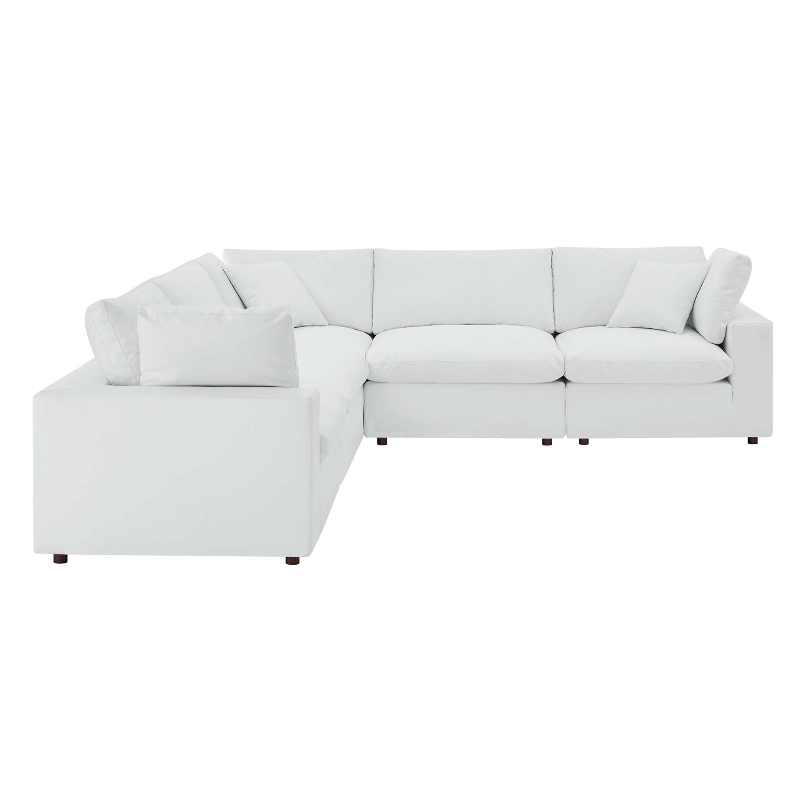 Commix Down Filled Overstuffed Vegan Leather 5-Piece Sectional Sofa-Sectional-Modway-Wall2Wall Furnishings