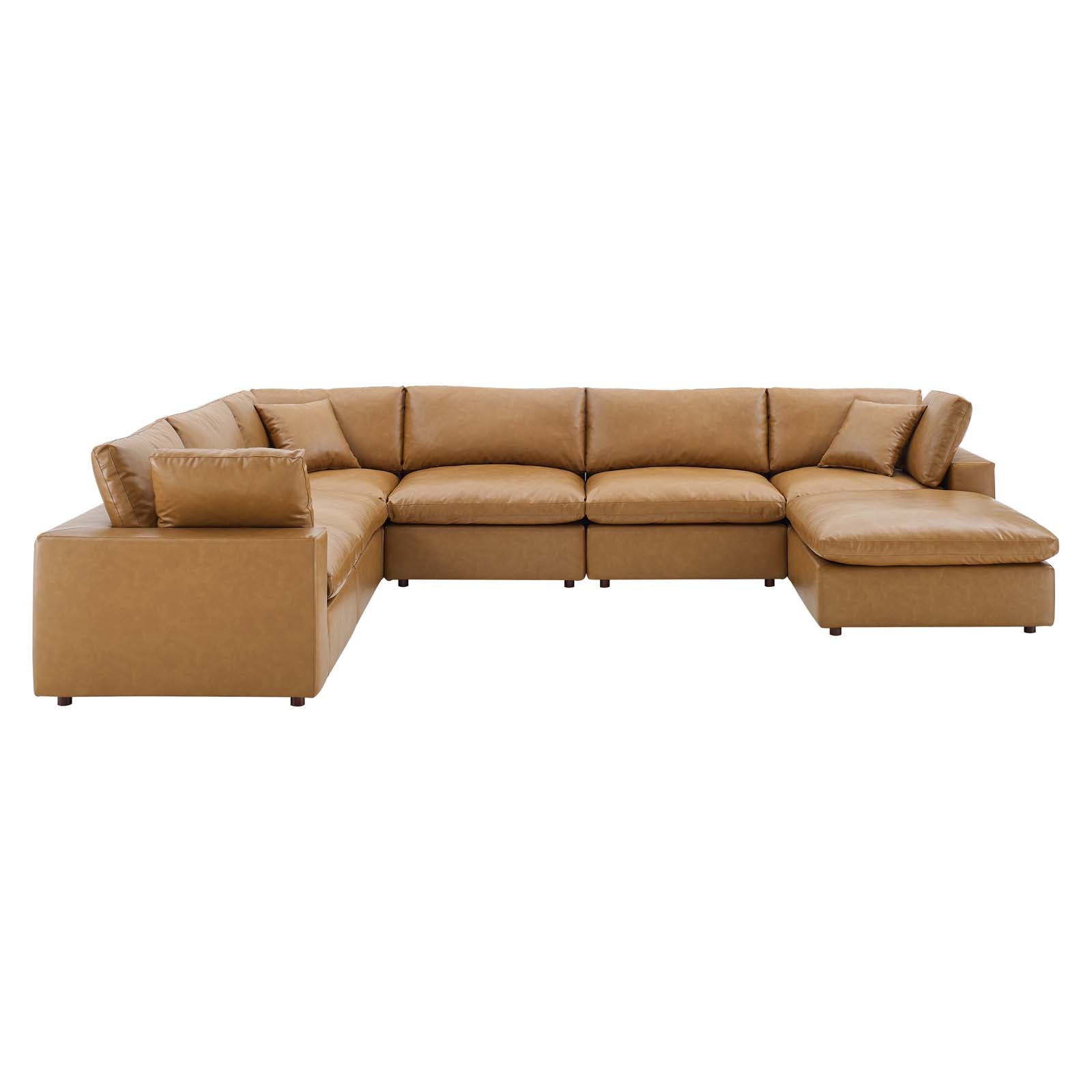 Commix Down Filled Overstuffed Vegan Leather 7-Piece Sectional Sofa-Sectional-Modway-Wall2Wall Furnishings