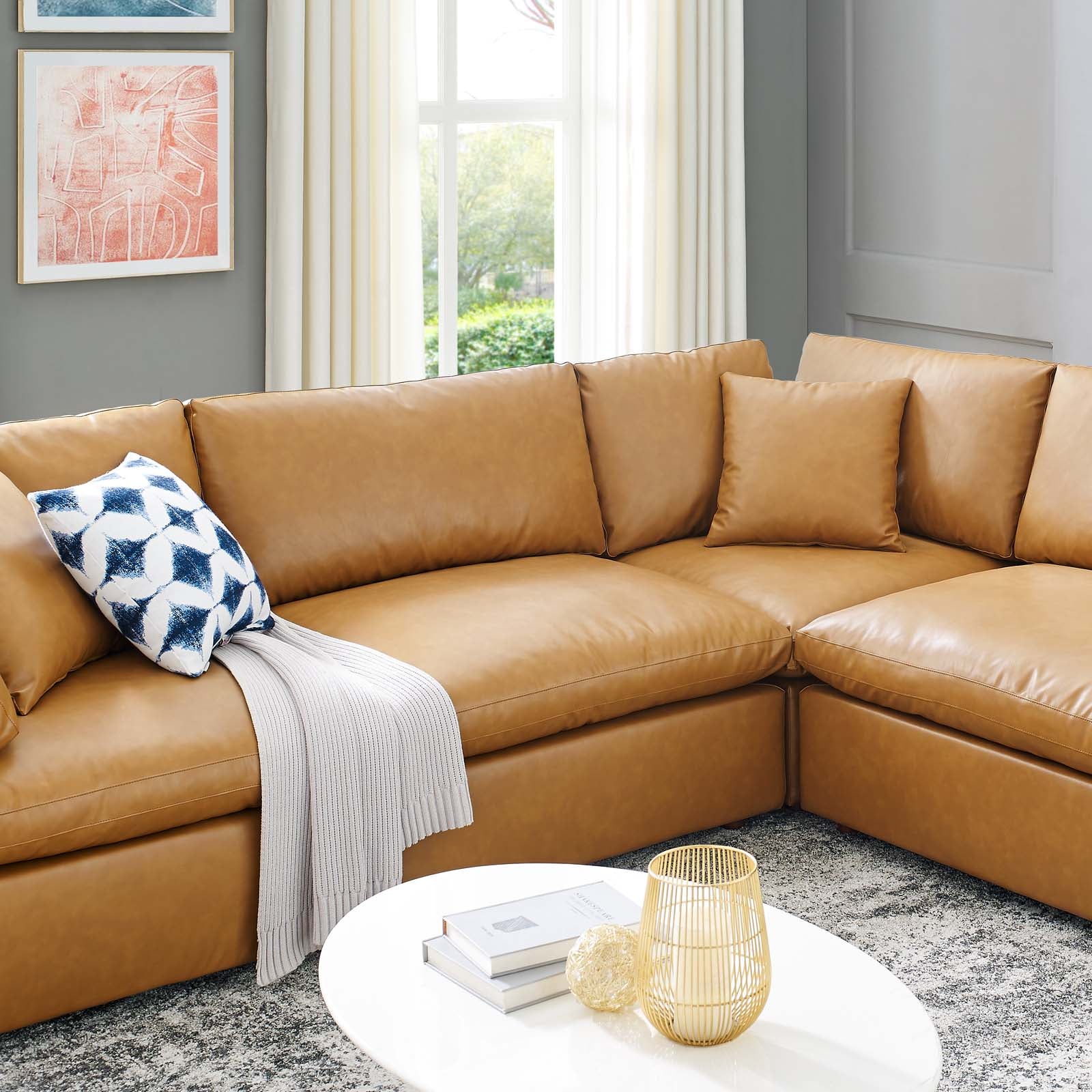 Commix Down Filled Overstuffed Vegan Leather 8-Piece Sectional Sofa-Sectional-Modway-Wall2Wall Furnishings