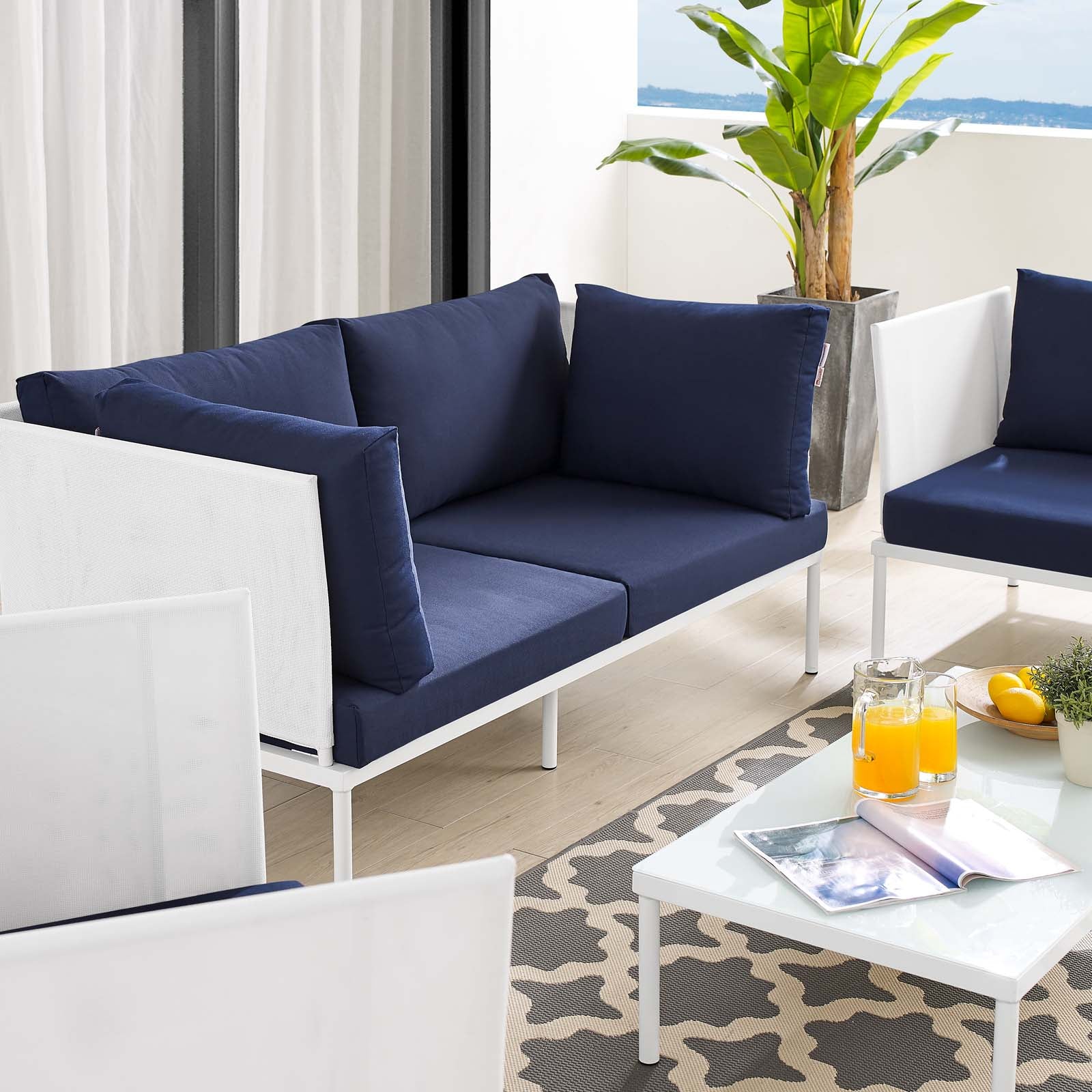Harmony 5-Piece Sunbrella® Outdoor Patio Aluminum Furniture Set-Outdoor Set-Modway-Wall2Wall Furnishings