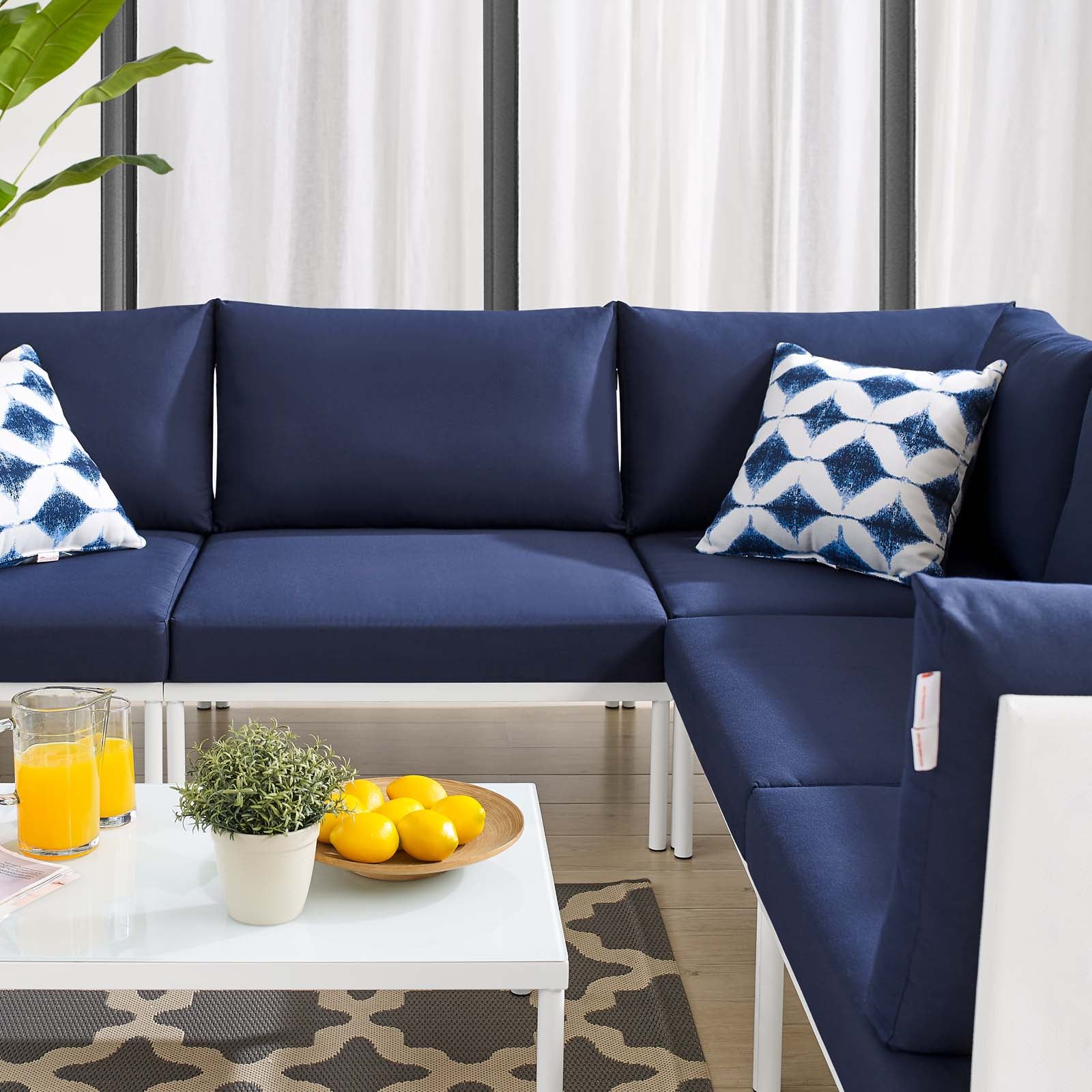 Harmony 6-Piece Sunbrella® Outdoor Patio Aluminum Sectional Sofa Set-Outdoor Set-Modway-Wall2Wall Furnishings