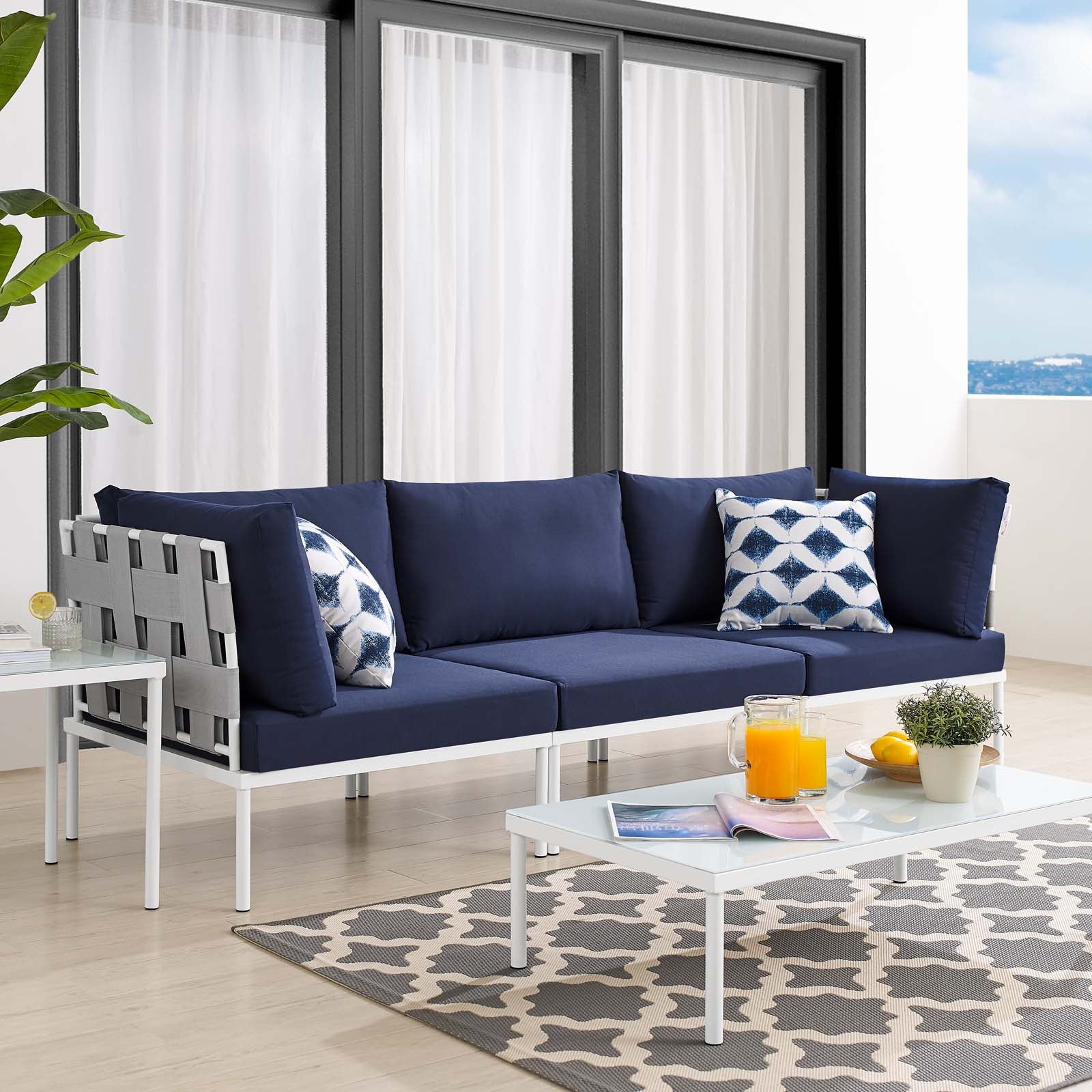 Harmony Sunbrella® Outdoor Patio Aluminum Sofa-Outdoor Sofa-Modway-Wall2Wall Furnishings