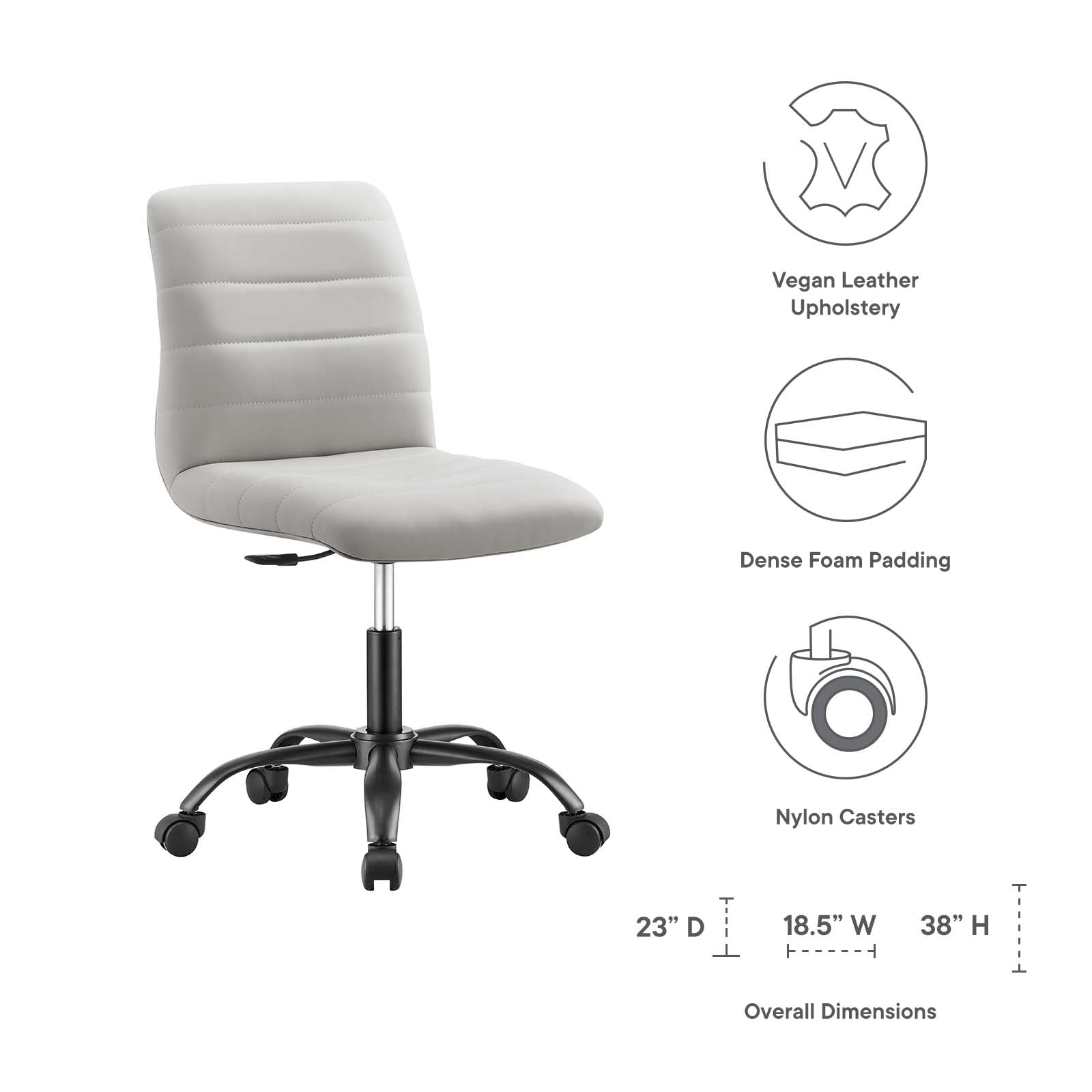 Ripple Armless Vegan Leather Office Chair-Desk Chair-Modway-Wall2Wall Furnishings