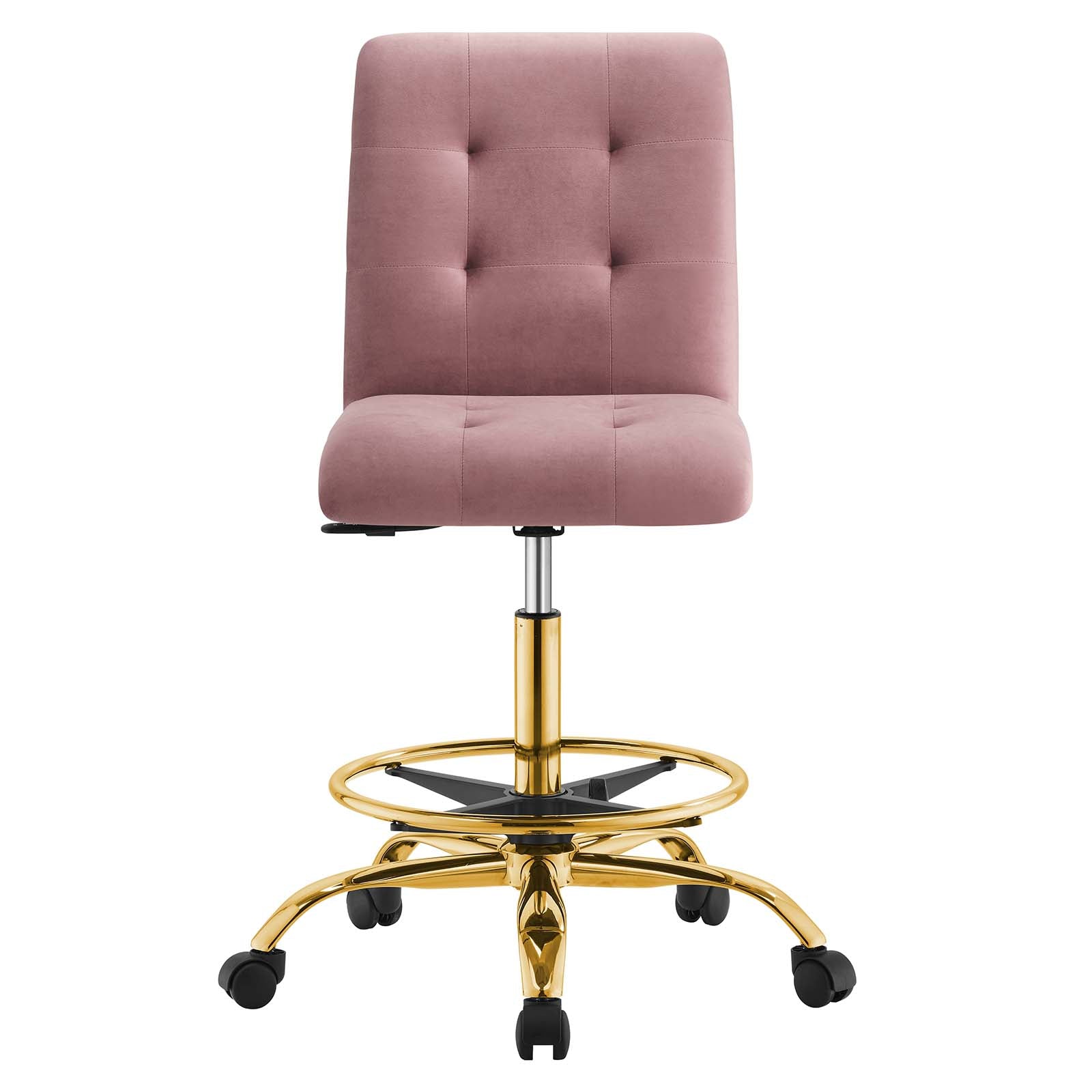 Prim Armless Performance Velvet Drafting Chair-Desk Chair-Modway-Wall2Wall Furnishings