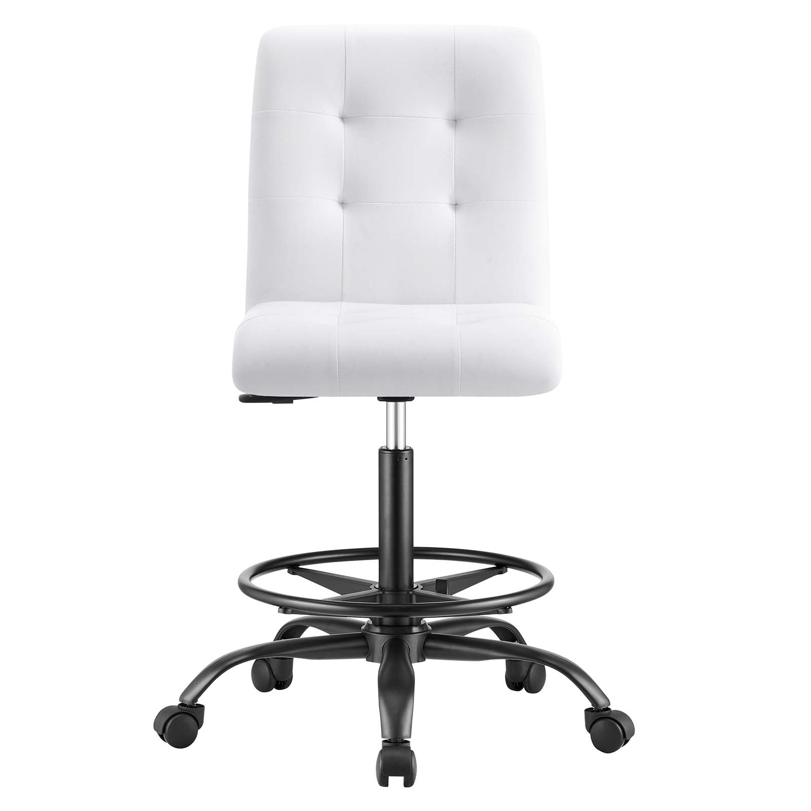 Prim Armless Vegan Leather Drafting Chair-Desk Chair-Modway-Wall2Wall Furnishings