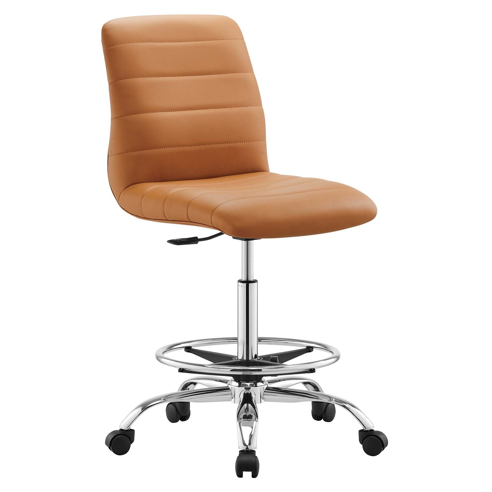 Ripple Armless Vegan Leather Drafting Chair-Desk Chair-Modway-Wall2Wall Furnishings