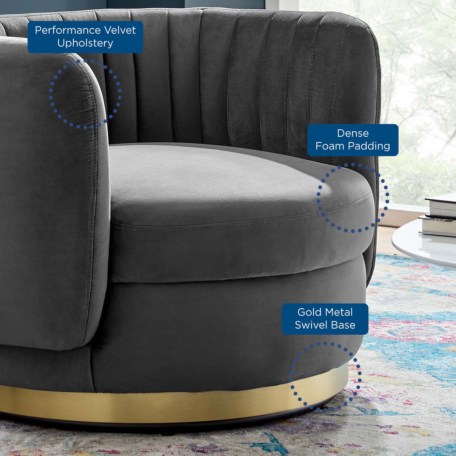 Embrace Tufted Performance Velvet Swivel Chair-Chair-Modway-Wall2Wall Furnishings