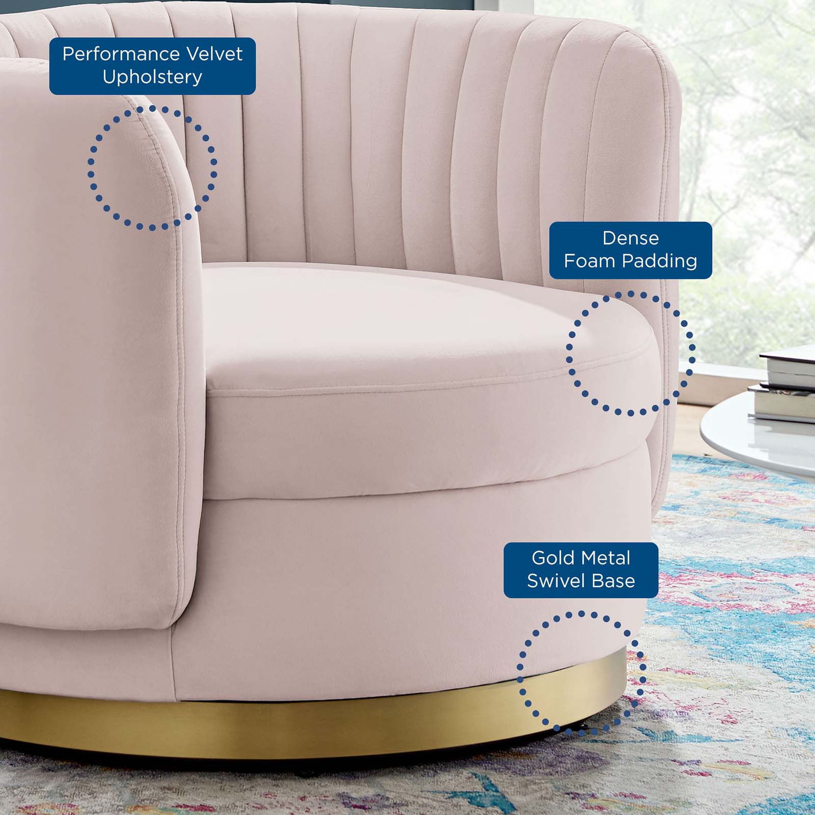 Embrace Tufted Performance Velvet Swivel Chair-Chair-Modway-Wall2Wall Furnishings