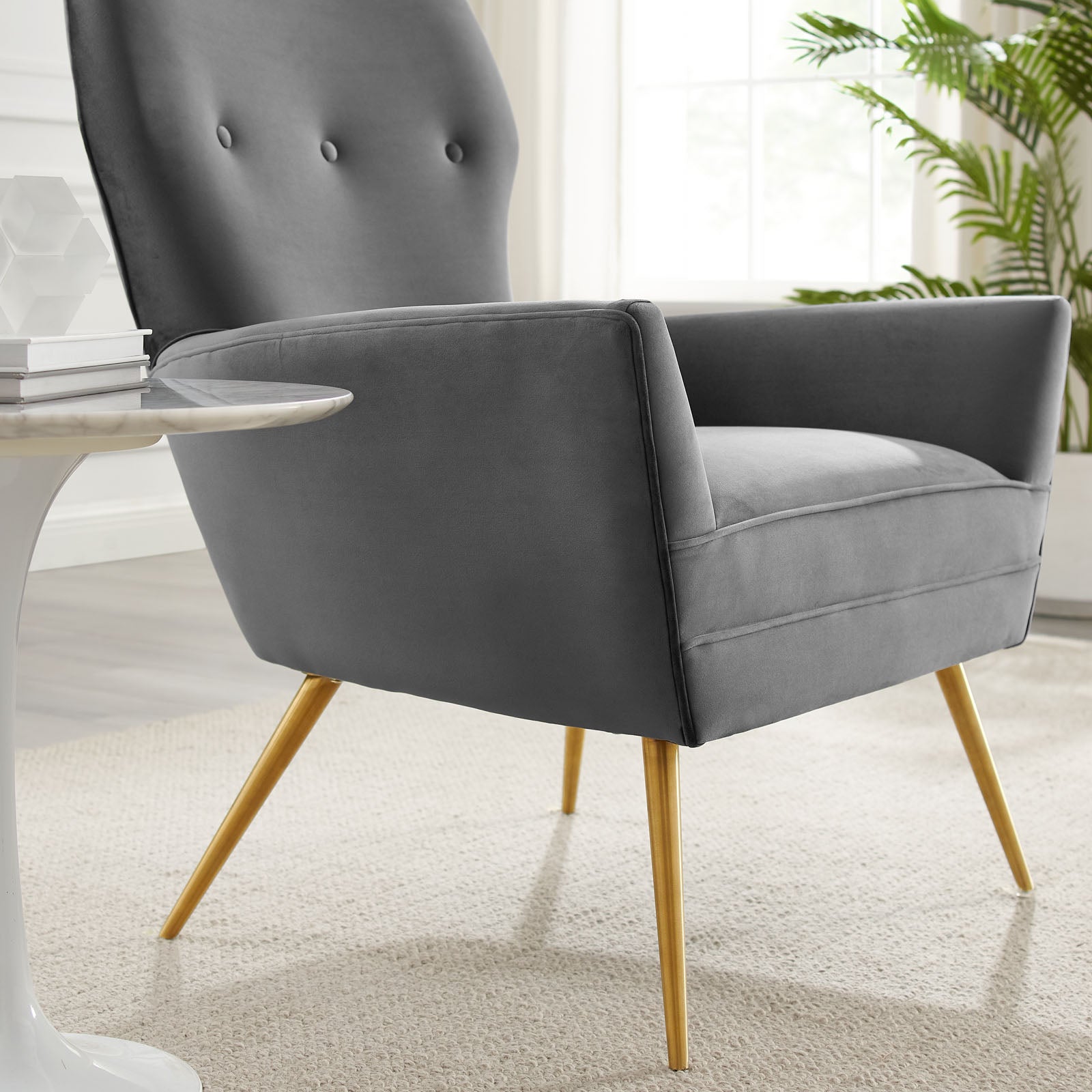 Renata Button Tufted Performance Velvet Armchair-Armchair-Modway-Wall2Wall Furnishings