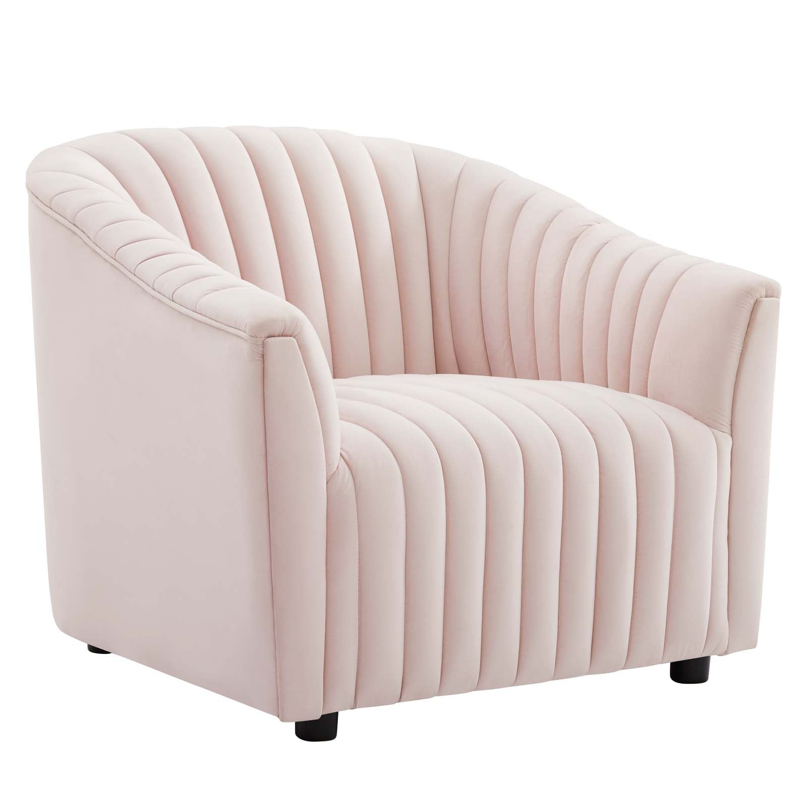 Announce Performance Velvet Channel Tufted Armchair-Armchair-Modway-Wall2Wall Furnishings