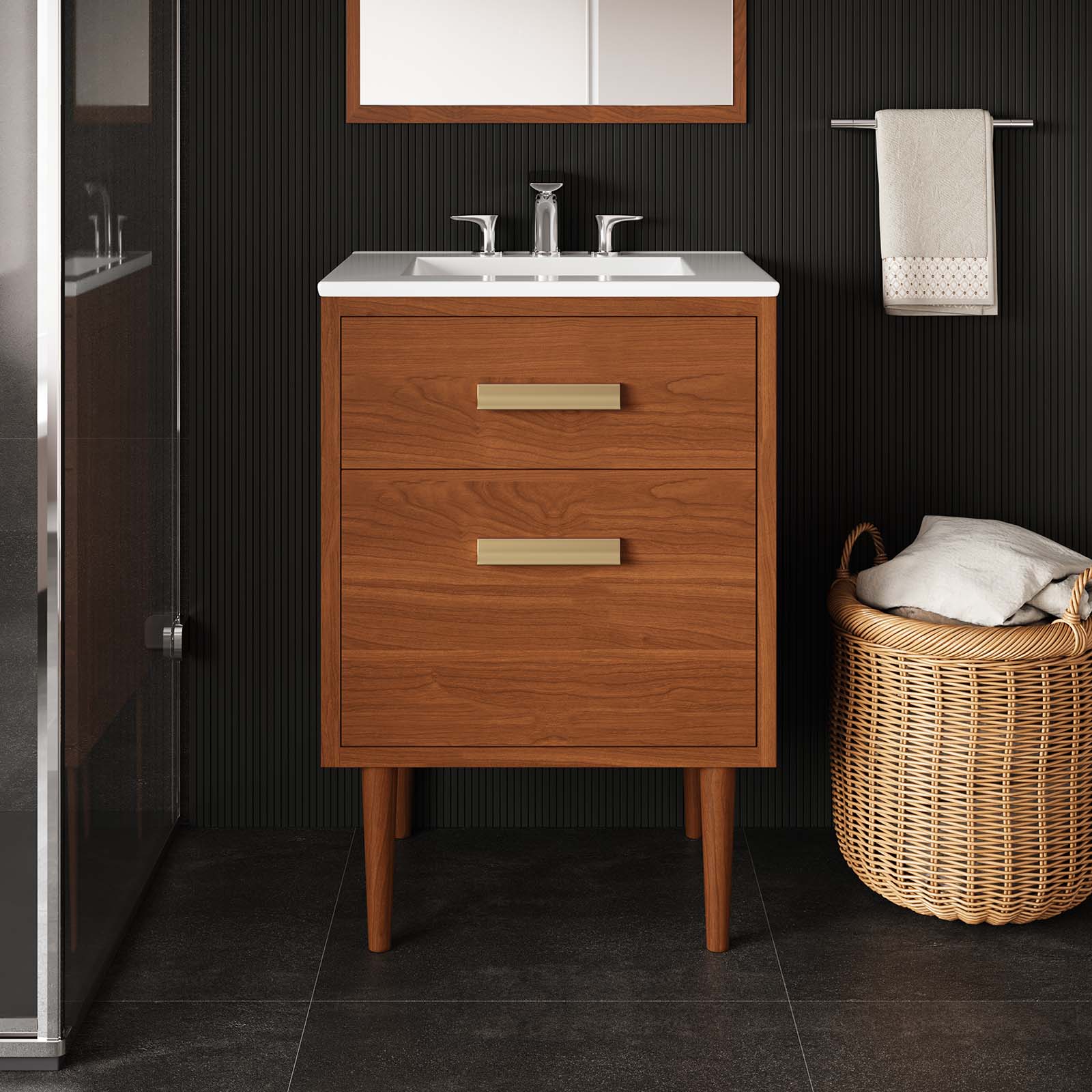 Cassia 24" Teak Wood Bathroom Vanity Cabinet (Sink Basin Not Included)-Bathroom Vanity-Modway-Wall2Wall Furnishings