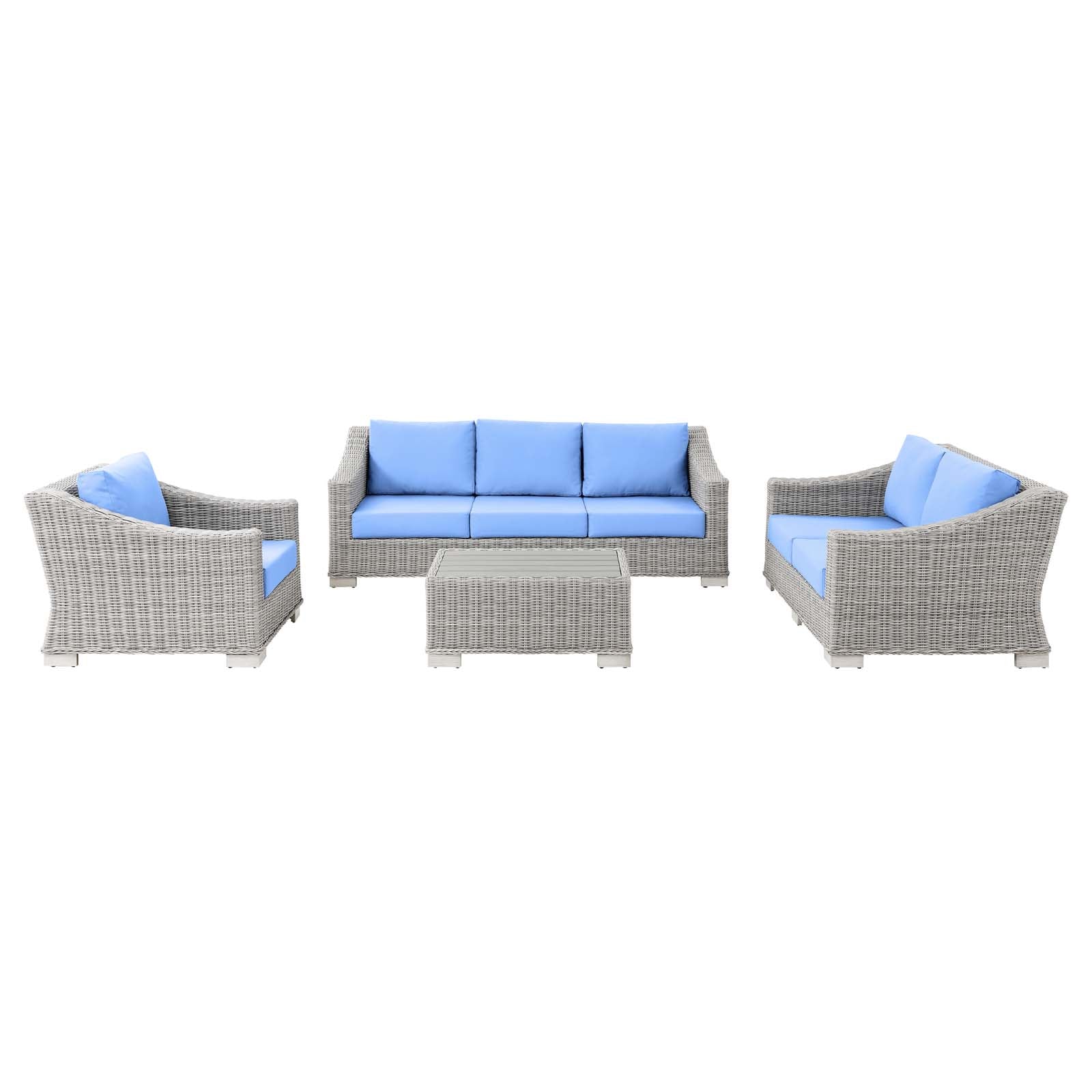 Conway 4-Piece Outdoor Patio Wicker Rattan Furniture Set-Outdoor Set-Modway-Wall2Wall Furnishings