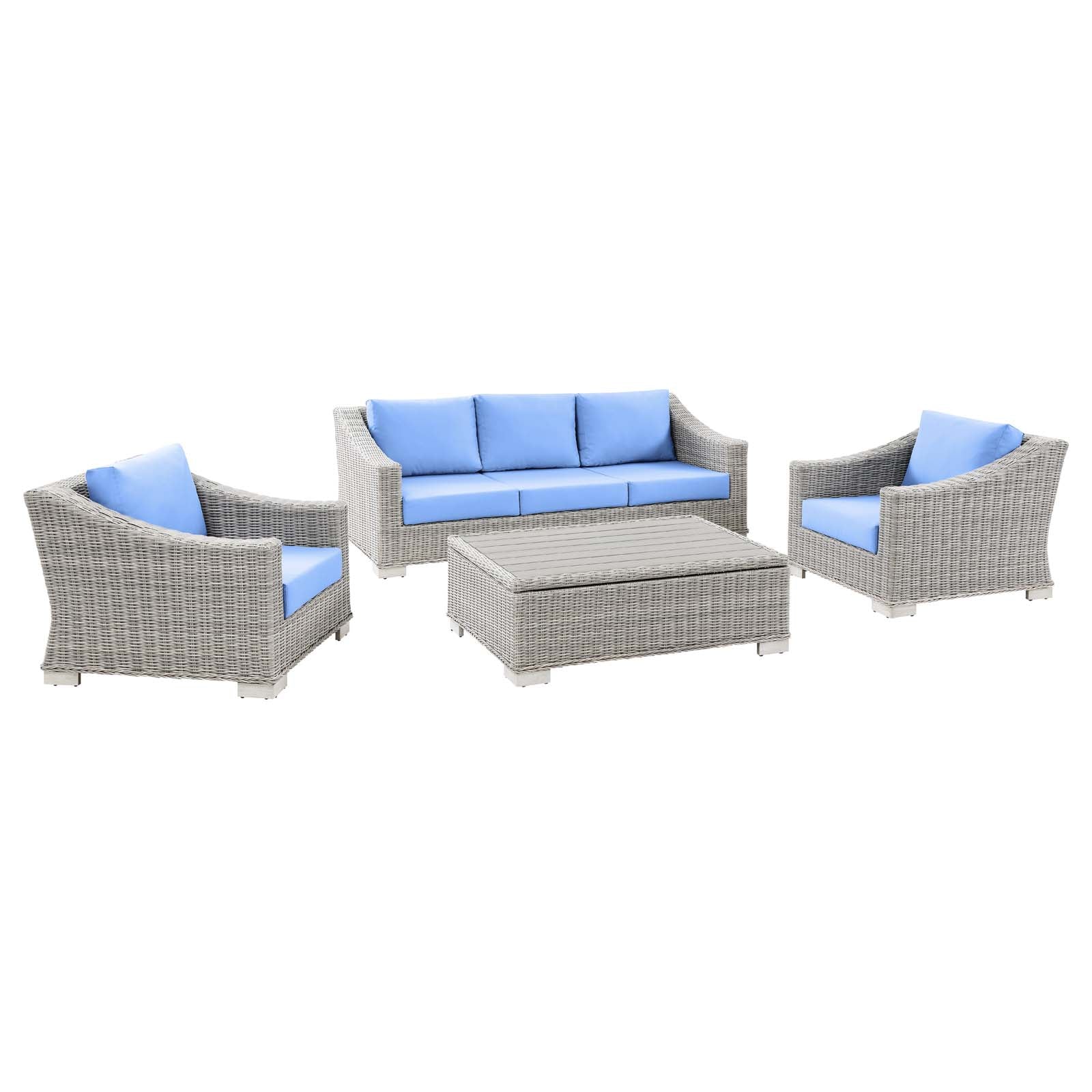 Conway 4-Piece Outdoor Patio Wicker Rattan Furniture Set-Outdoor Set-Modway-Wall2Wall Furnishings