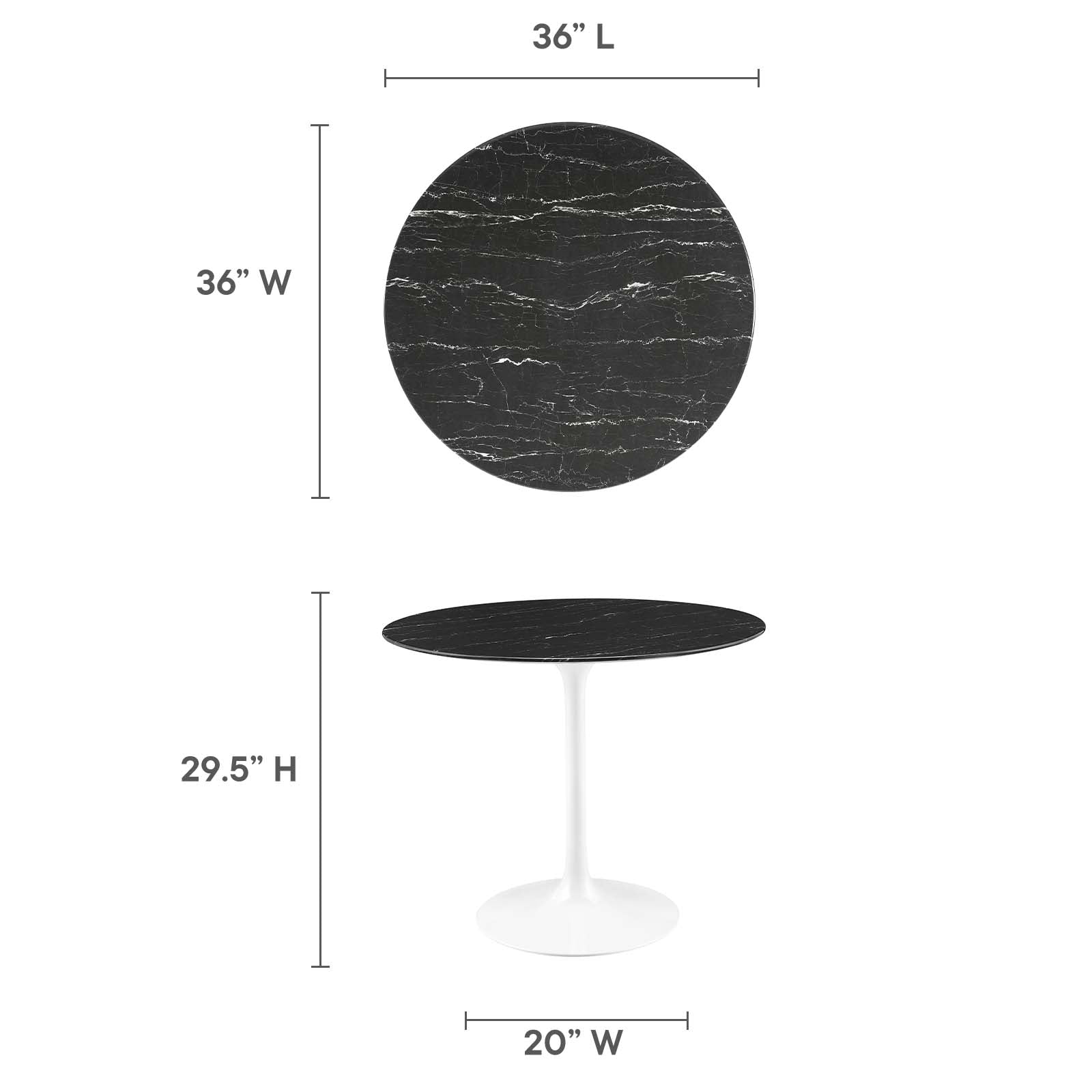 Lippa 36" Artificial Marble Dining Table-Dining Table-Modway-Wall2Wall Furnishings