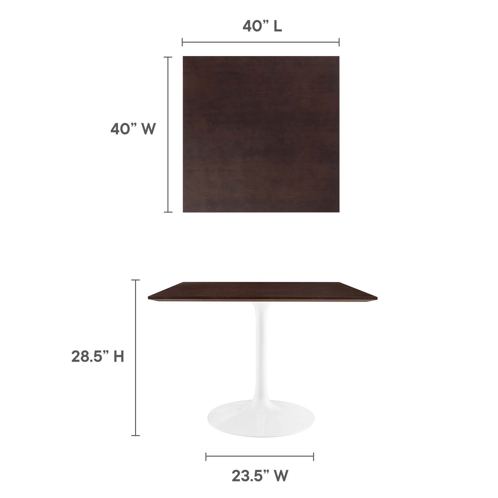 Lippa 40" Square Dining Table-Dining Table-Modway-Wall2Wall Furnishings