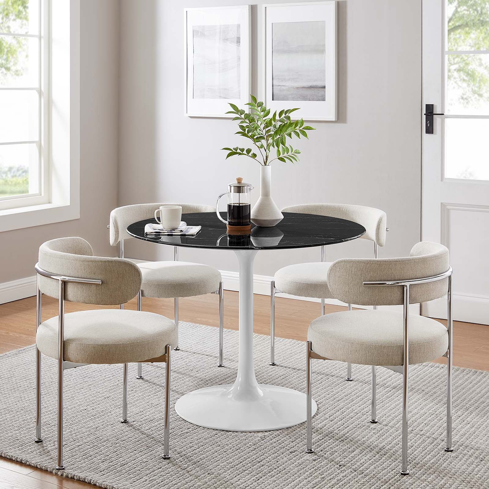 Lippa 40" Performance Velvet Dining Table-Dining Table-Modway-Wall2Wall Furnishings