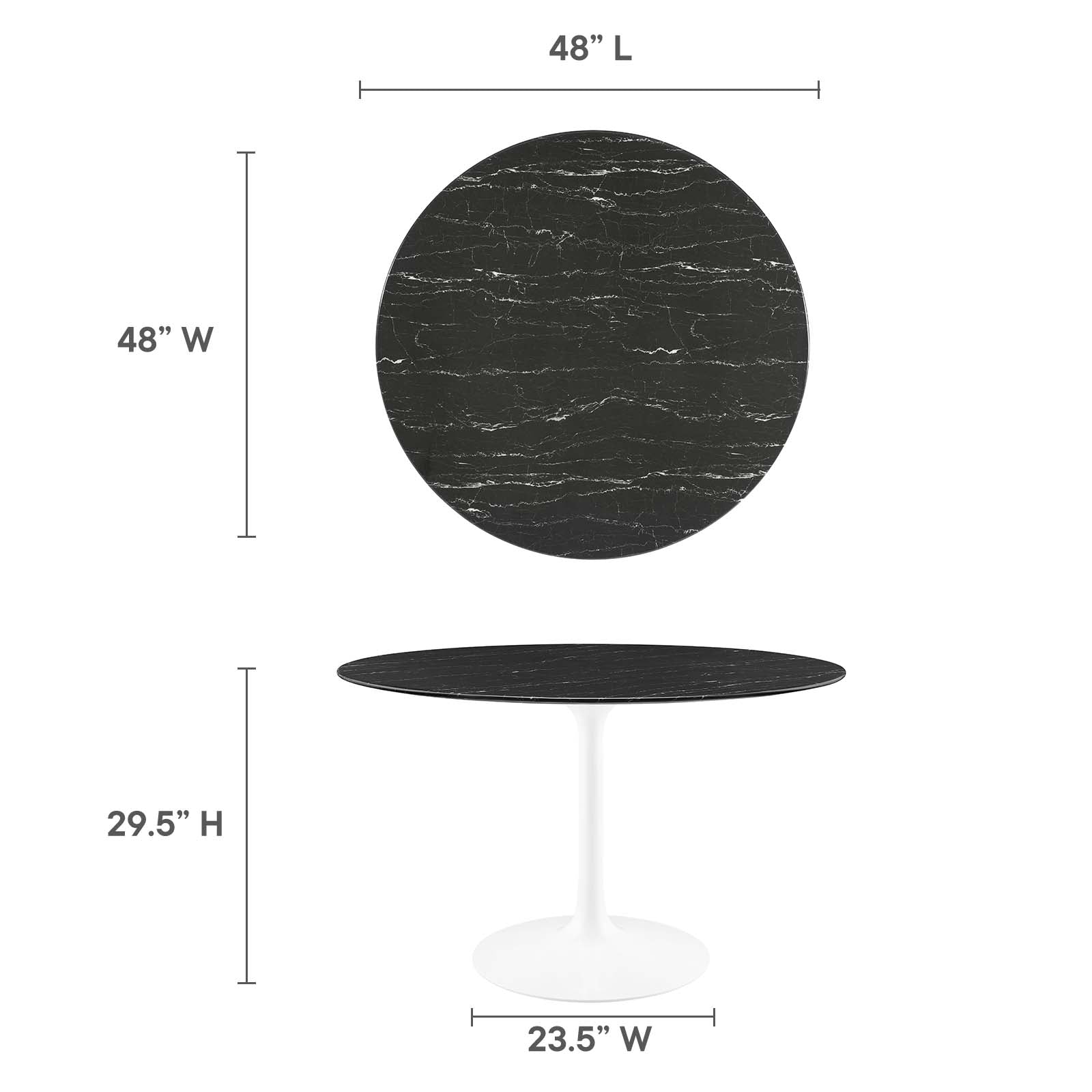 Lippa 47" Artificial Marble Dining Table-Dining Table-Modway-Wall2Wall Furnishings