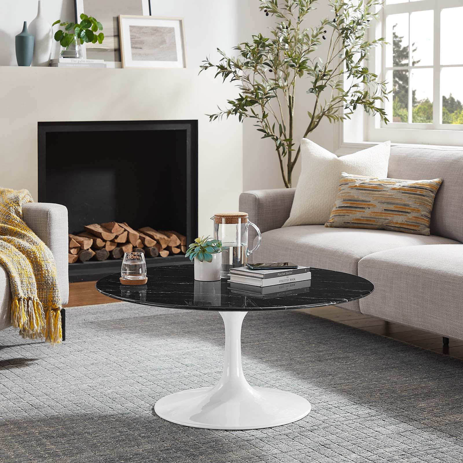 Lippa 36" Artificial Marble Coffee Table-Coffee Table-Modway-Wall2Wall Furnishings