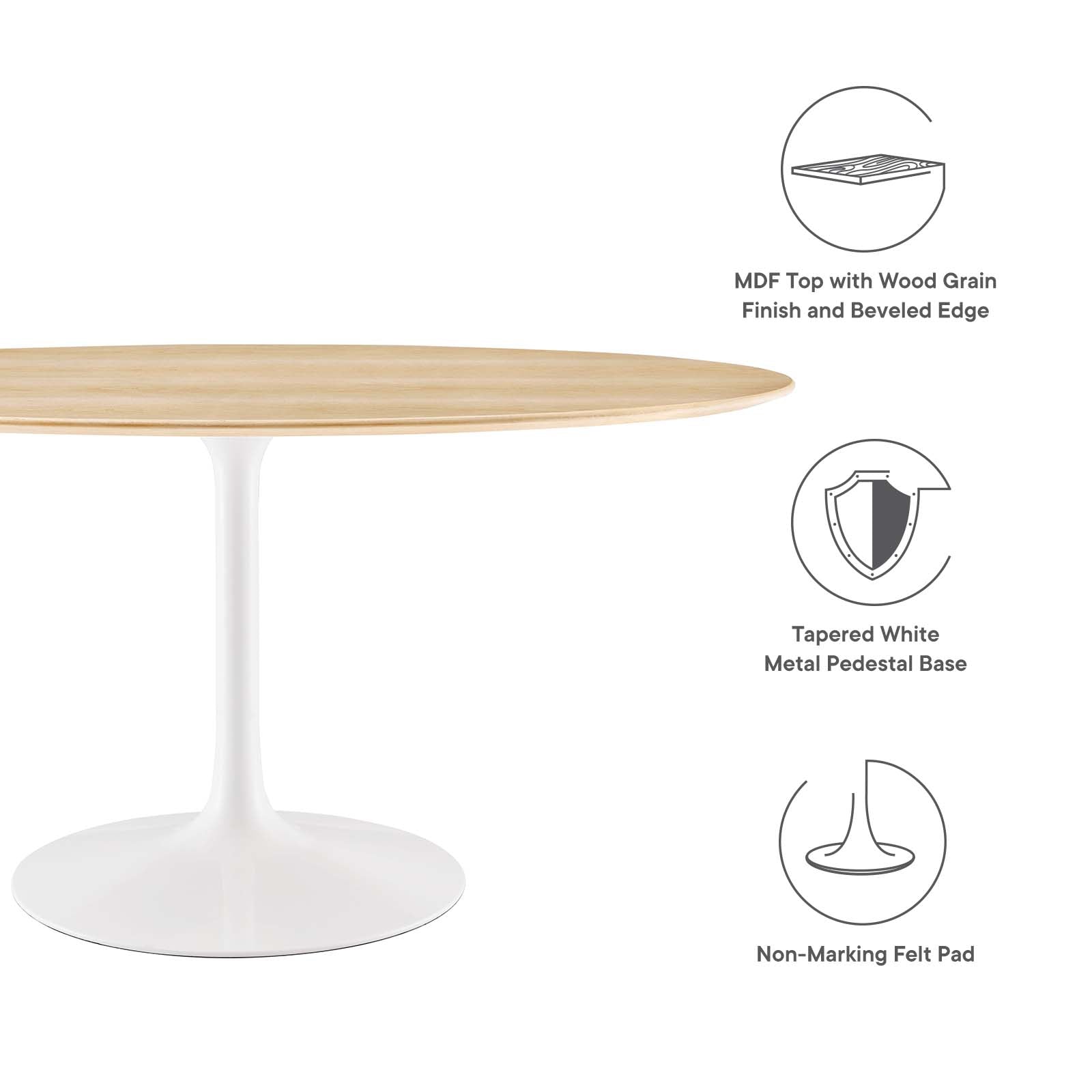 Lippa 60" Oval Dining Table-Dining Table-Modway-Wall2Wall Furnishings