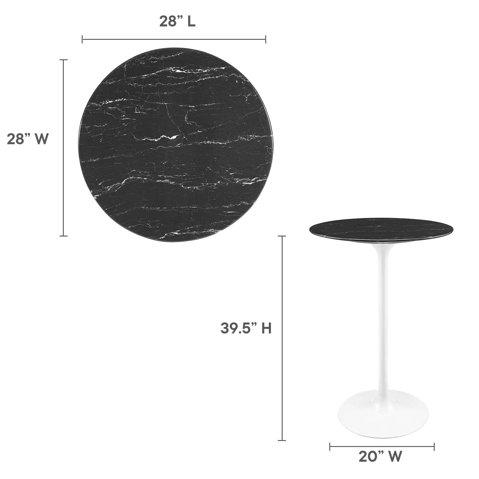 Lippa 28" Artificial Marble Bar Table-Bar Table-Modway-Wall2Wall Furnishings