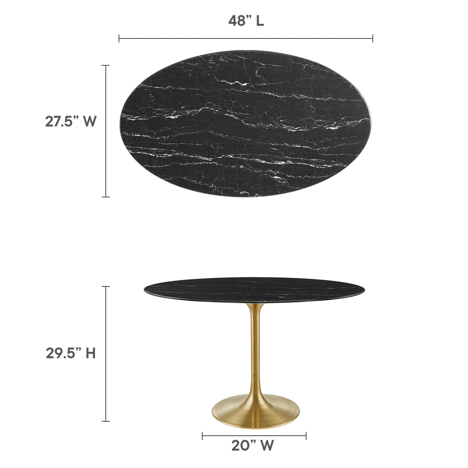 Lippa 48" Oval Artificial Marble Dining Table-Dining Table-Modway-Wall2Wall Furnishings