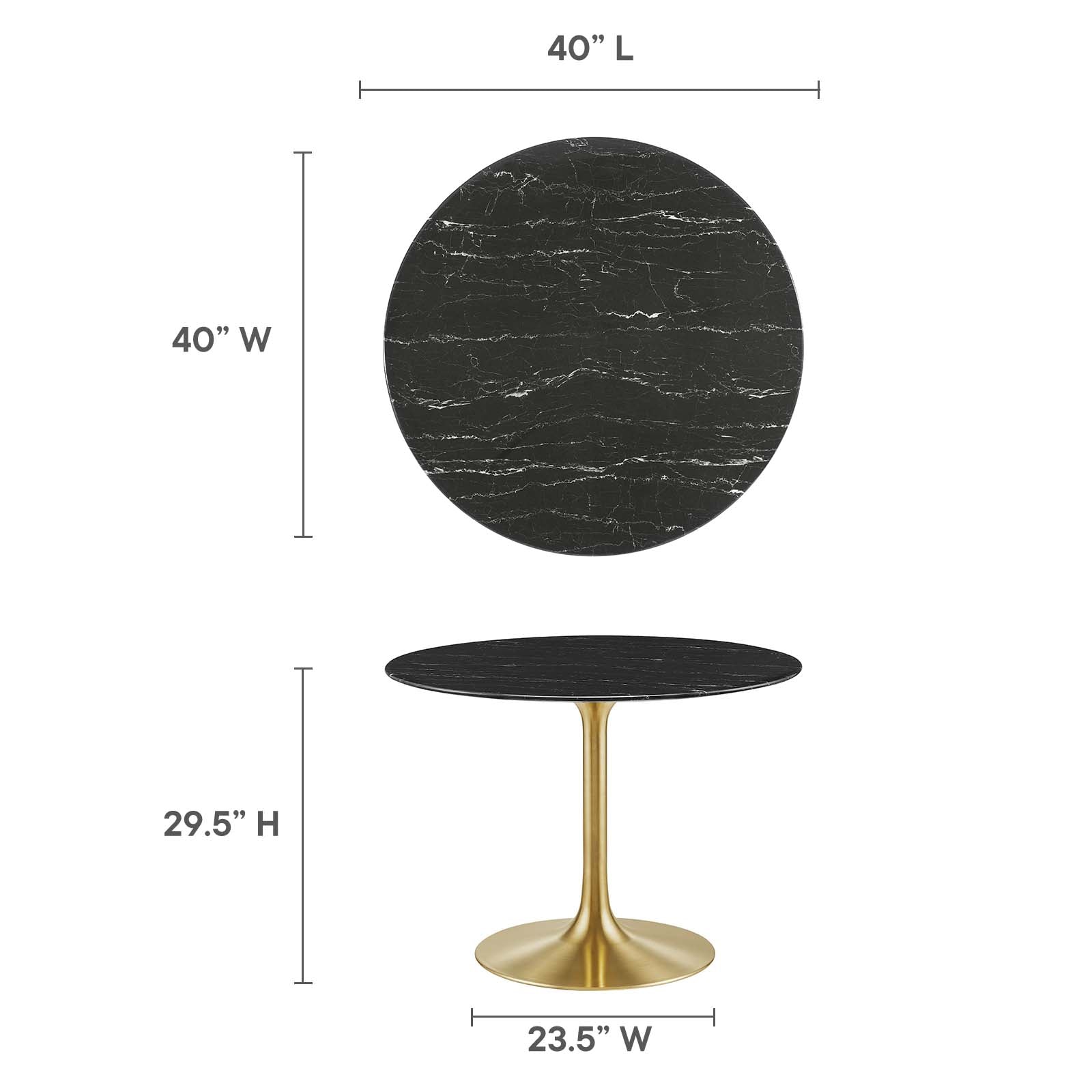 Lippa 40" Artificial Marble Dining Table-Dining Table-Modway-Wall2Wall Furnishings
