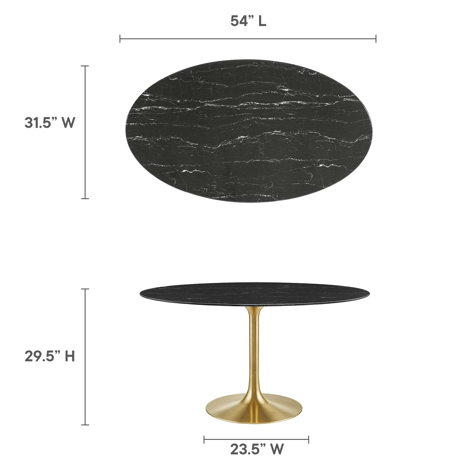 Lippa 54" Oval Artificial Marble Dining Table-Dining Table-Modway-Wall2Wall Furnishings