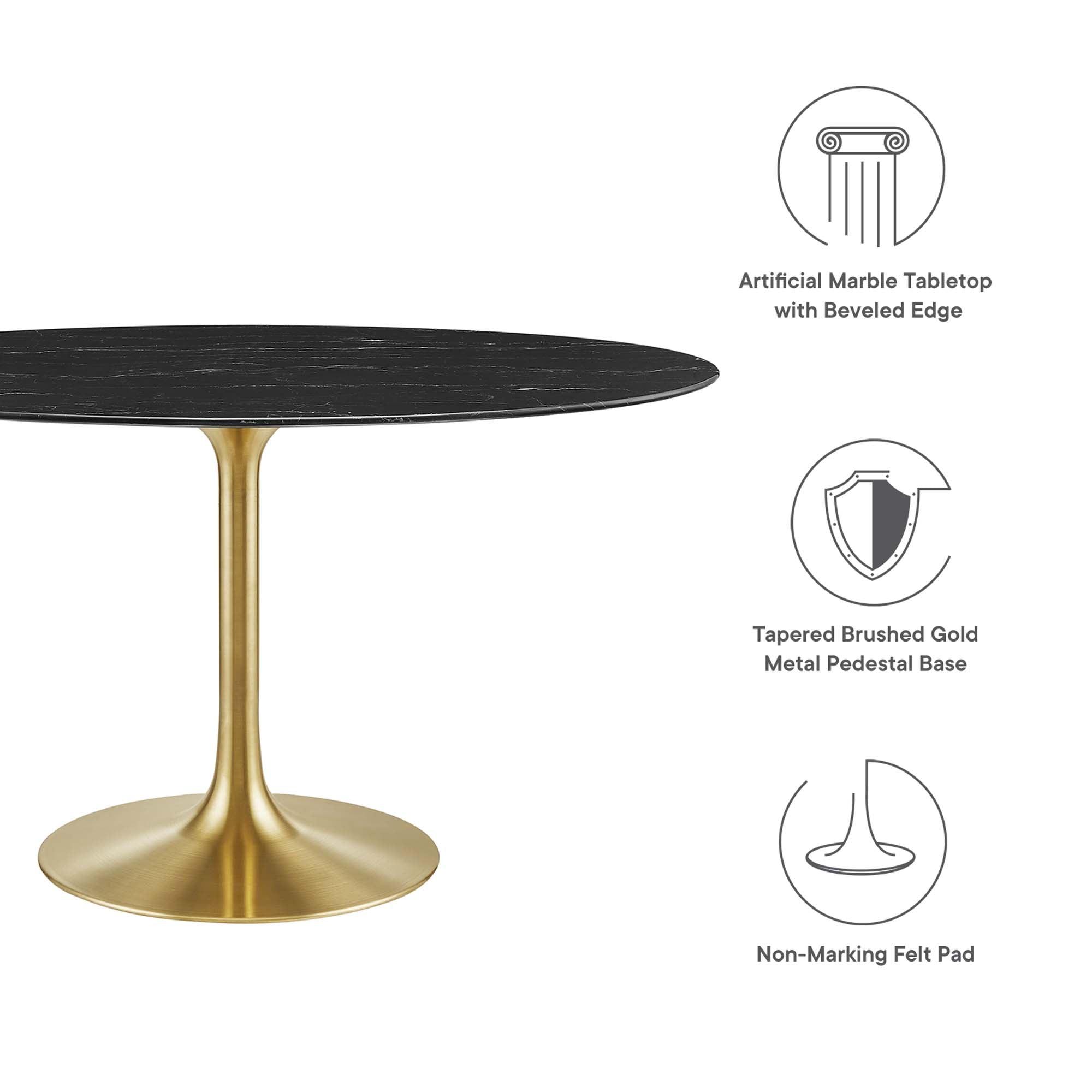 Lippa 54" Oval Faux Marble Dining Table