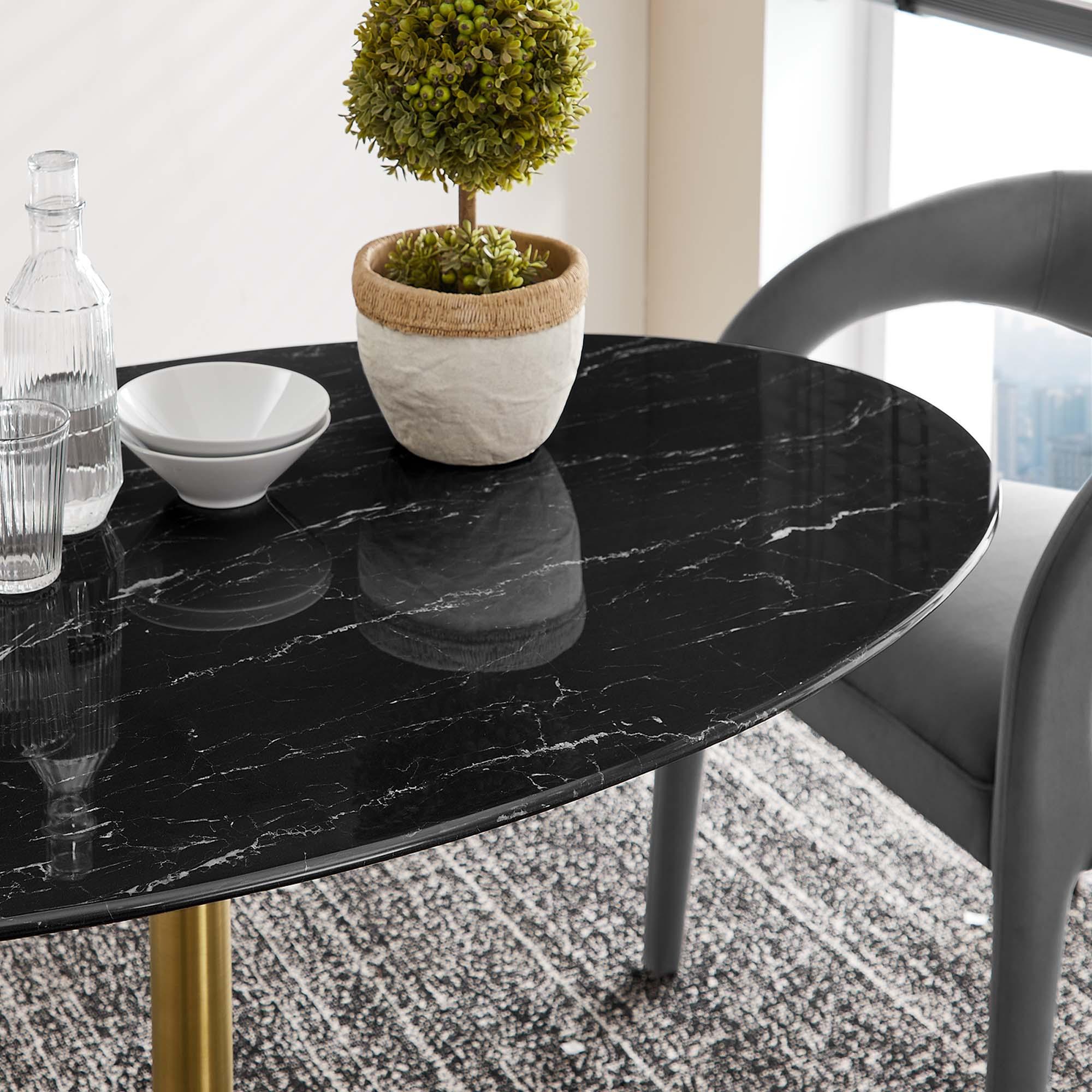 Lippa 54" Oval Faux Marble Dining Table