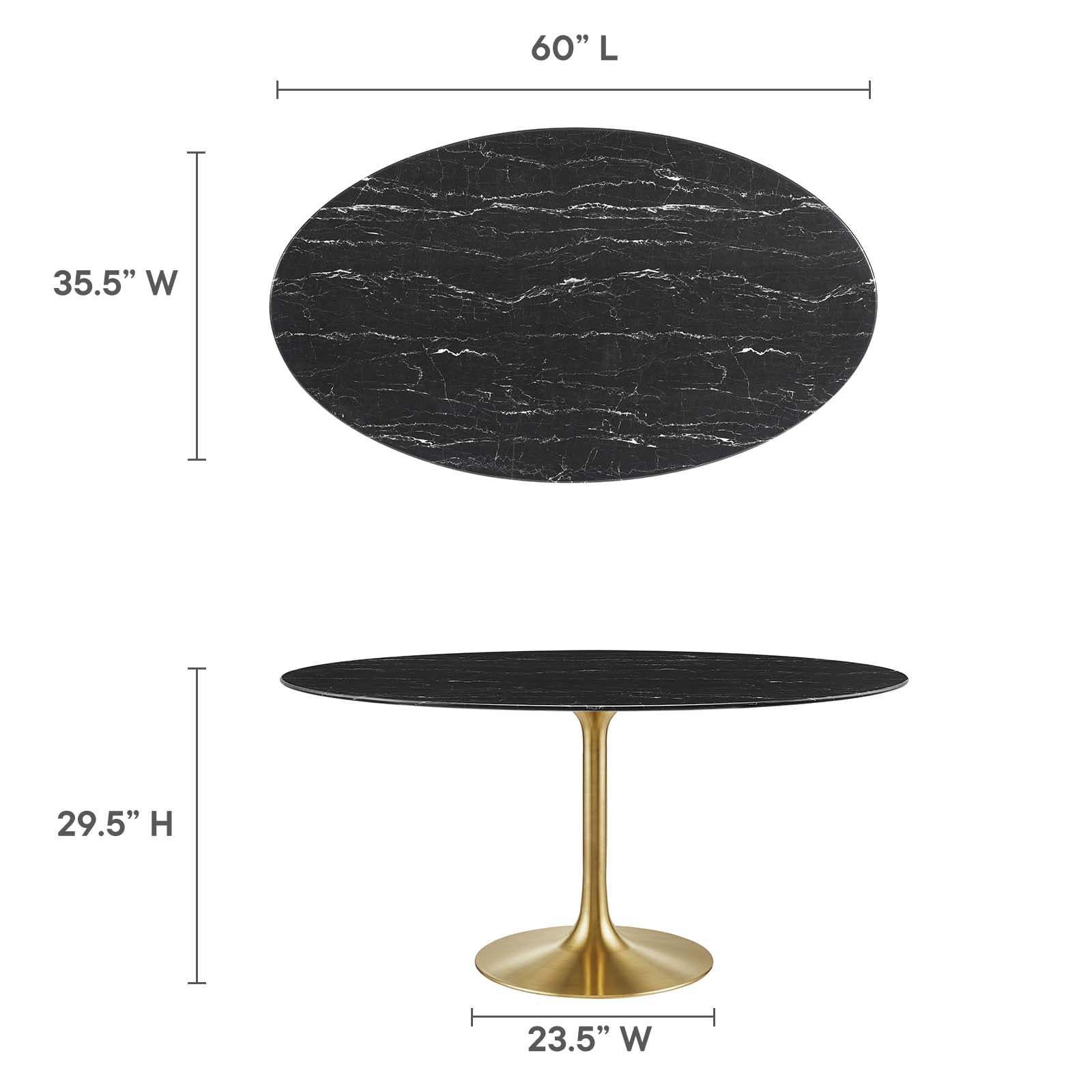 Lippa 60" Oval Artificial Marble Dining Table-Dining Table-Modway-Wall2Wall Furnishings