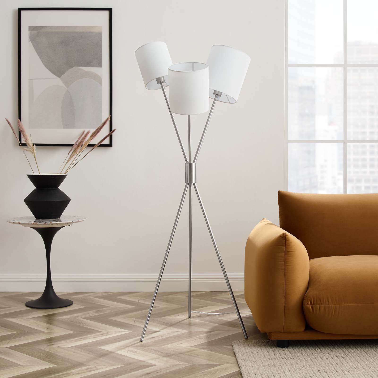 Alexa 3-Light Floor Lamp-Floor Lamp-Modway-Wall2Wall Furnishings
