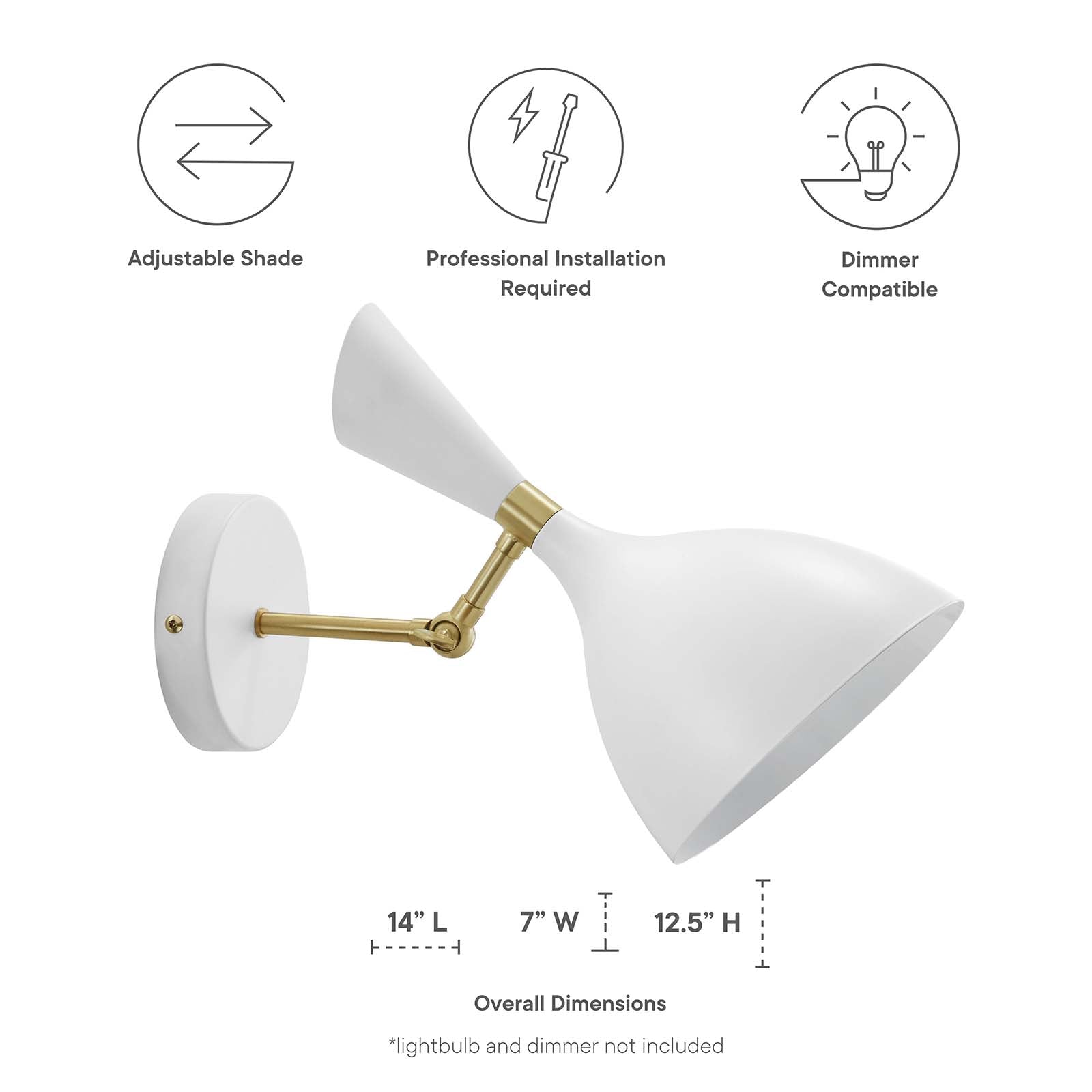 Declare Adjustable Wall Sconce-Ceiling Lamp-Modway-Wall2Wall Furnishings