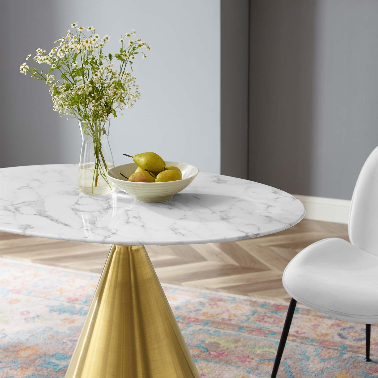 Tupelo 42" Oval Artificial Marble Dining Table-Dining Table-Modway-Wall2Wall Furnishings