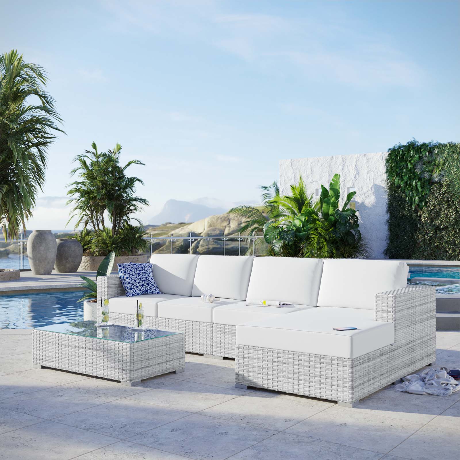 Convene 4-Piece Outdoor Patio Sectional Set-Outdoor Set-Modway-Wall2Wall Furnishings