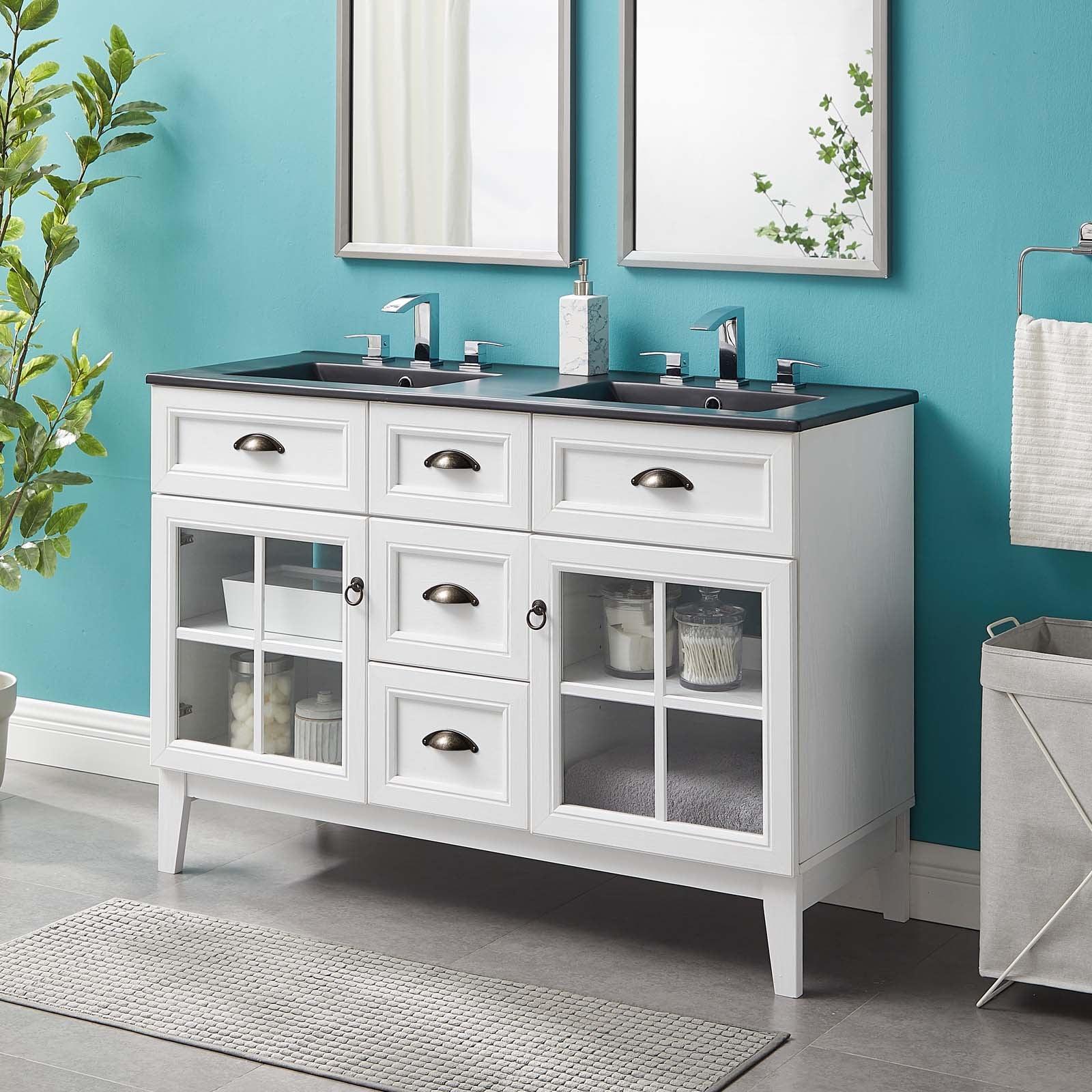 Isle 48" Double Bathroom Vanity Cabinet-Bathroom Vanity-Modway-Wall2Wall Furnishings
