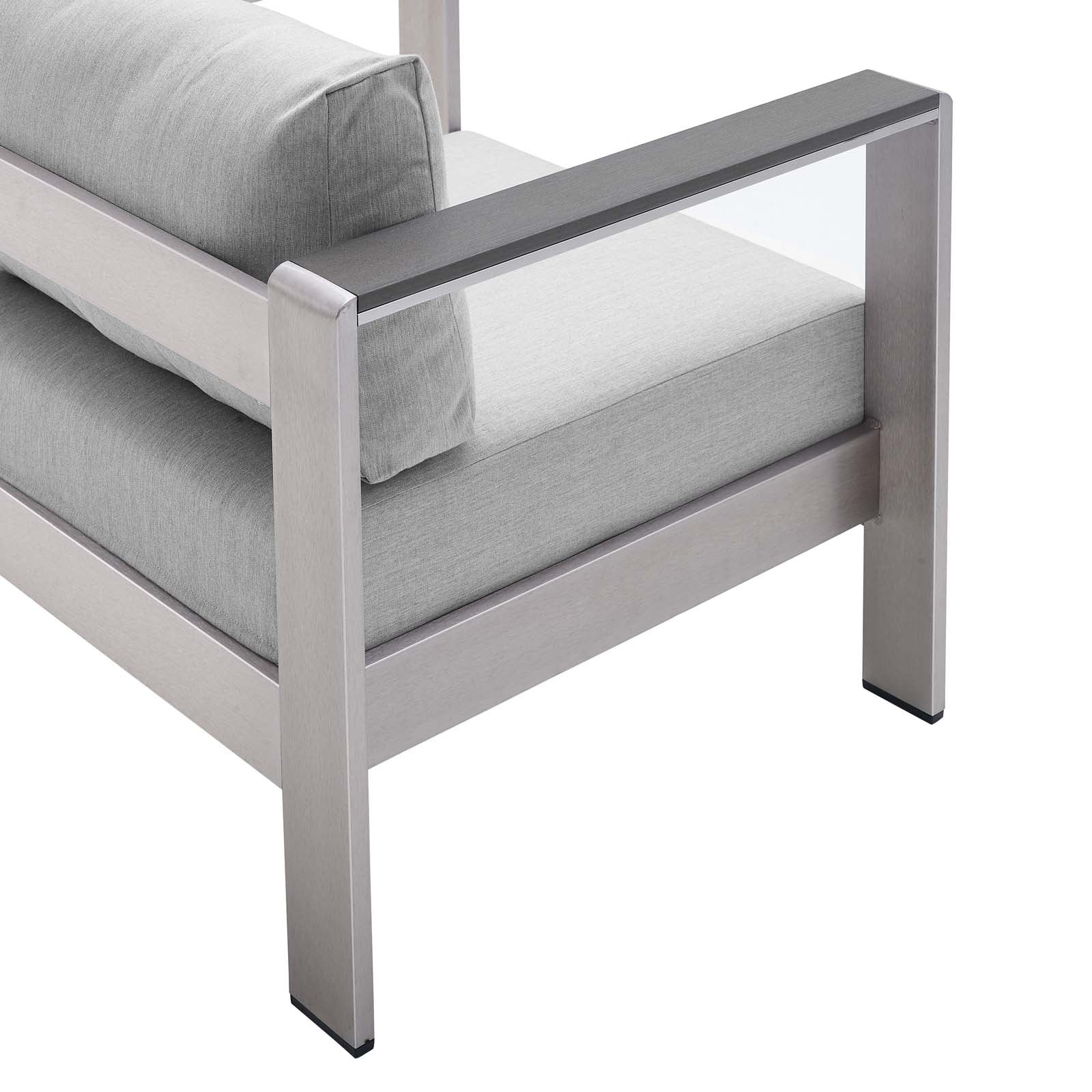 Shore Sunbrella® Fabric Outdoor Patio Aluminum 7 Piece Sectional Sofa Set-Outdoor Set-Modway-Wall2Wall Furnishings