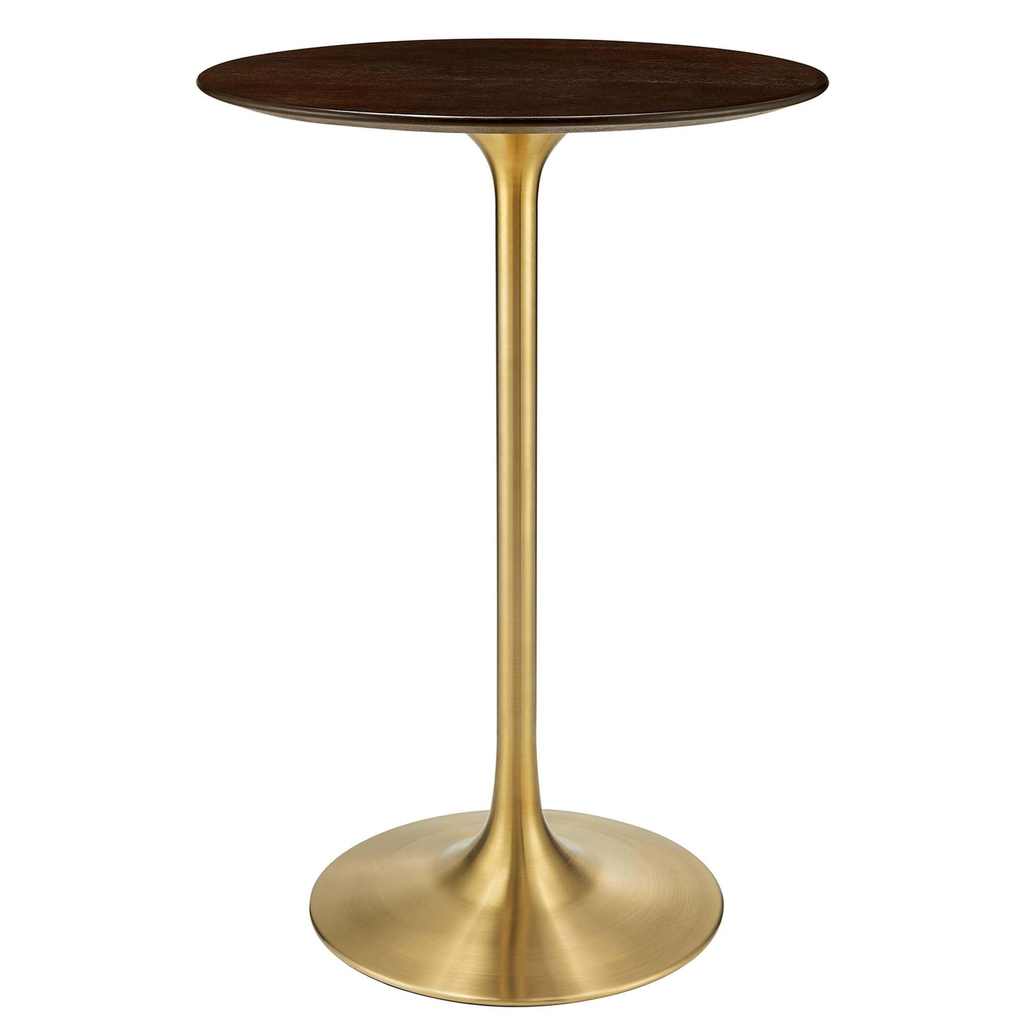 Lippa 28" Round Cherry Walnut Wood Bar Table