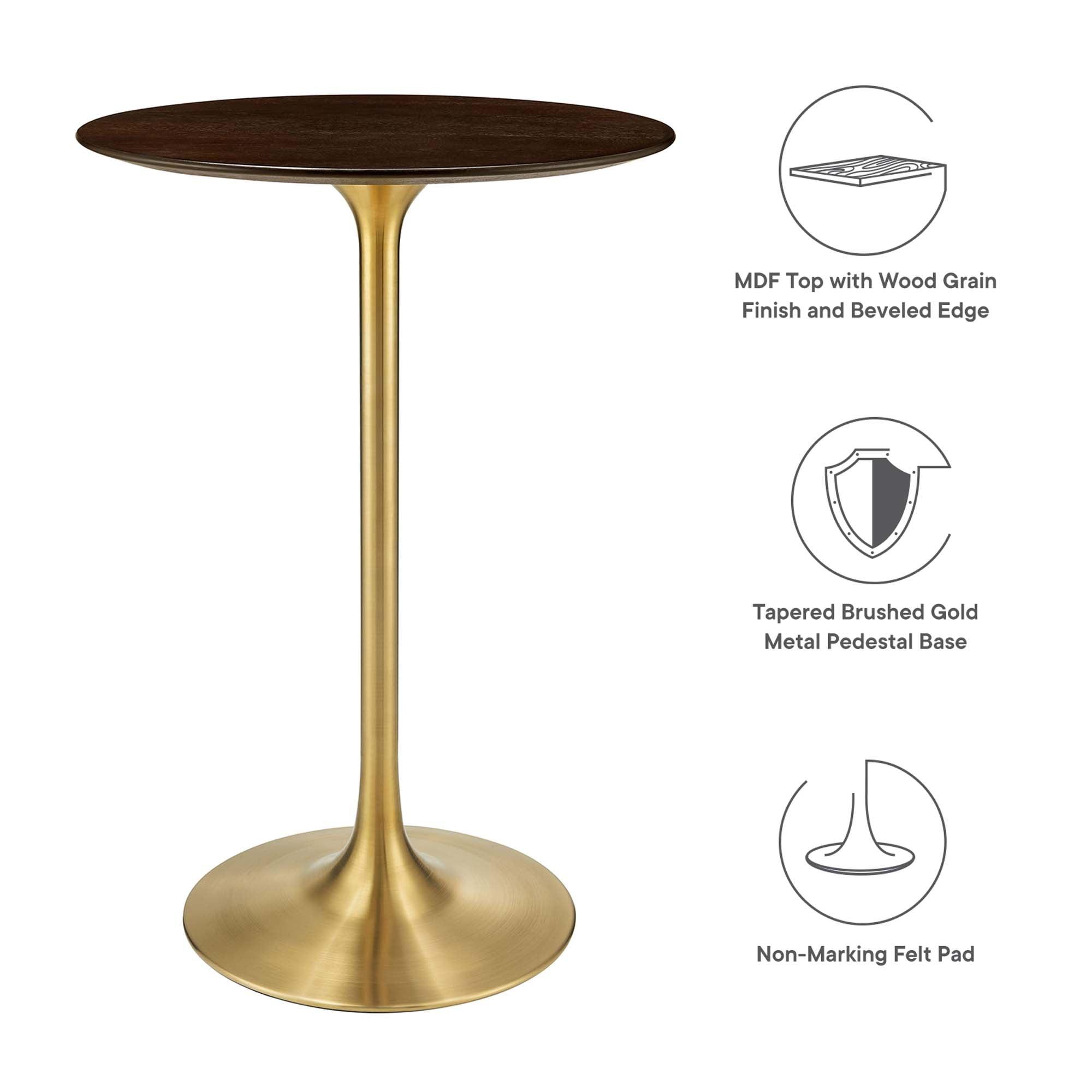 Lippa 28" Round Cherry Walnut Wood Bar Table