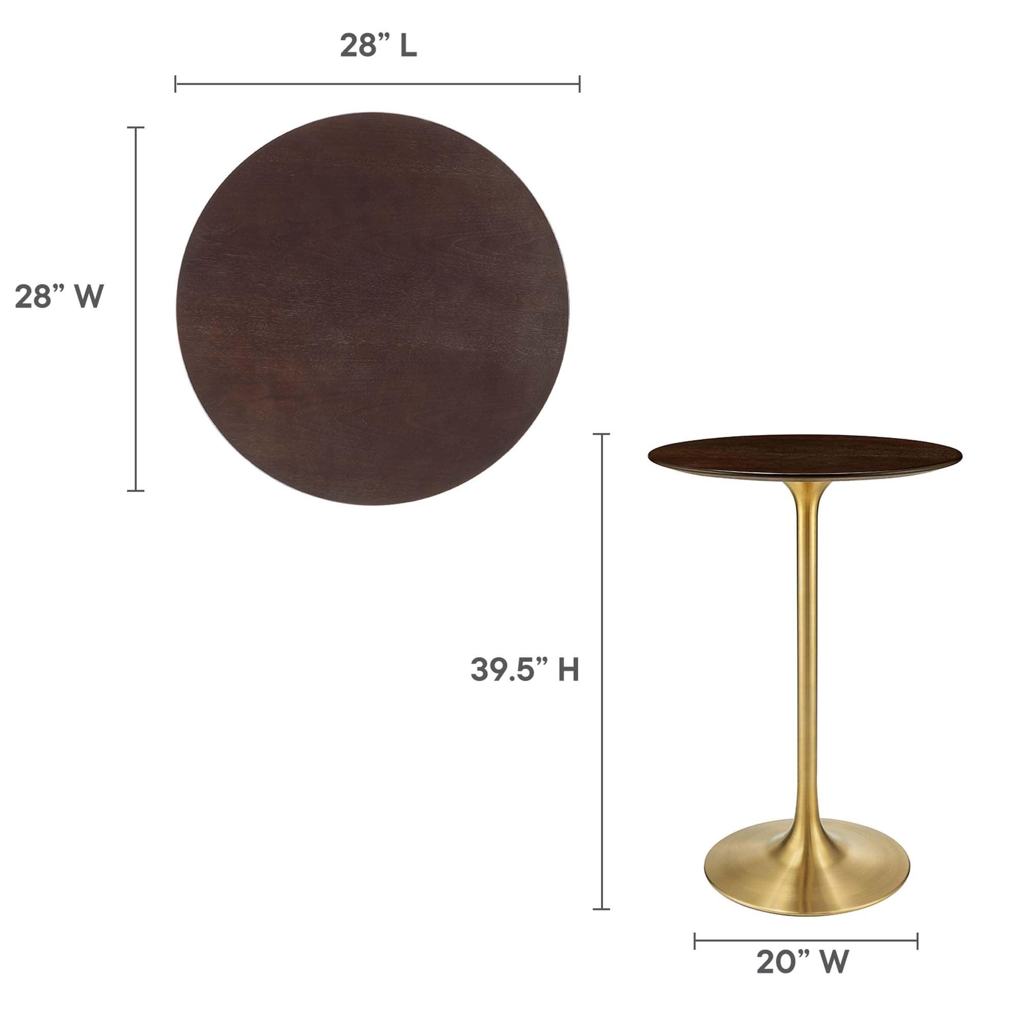 Lippa 28" Round Cherry Walnut Wood Bar Table
