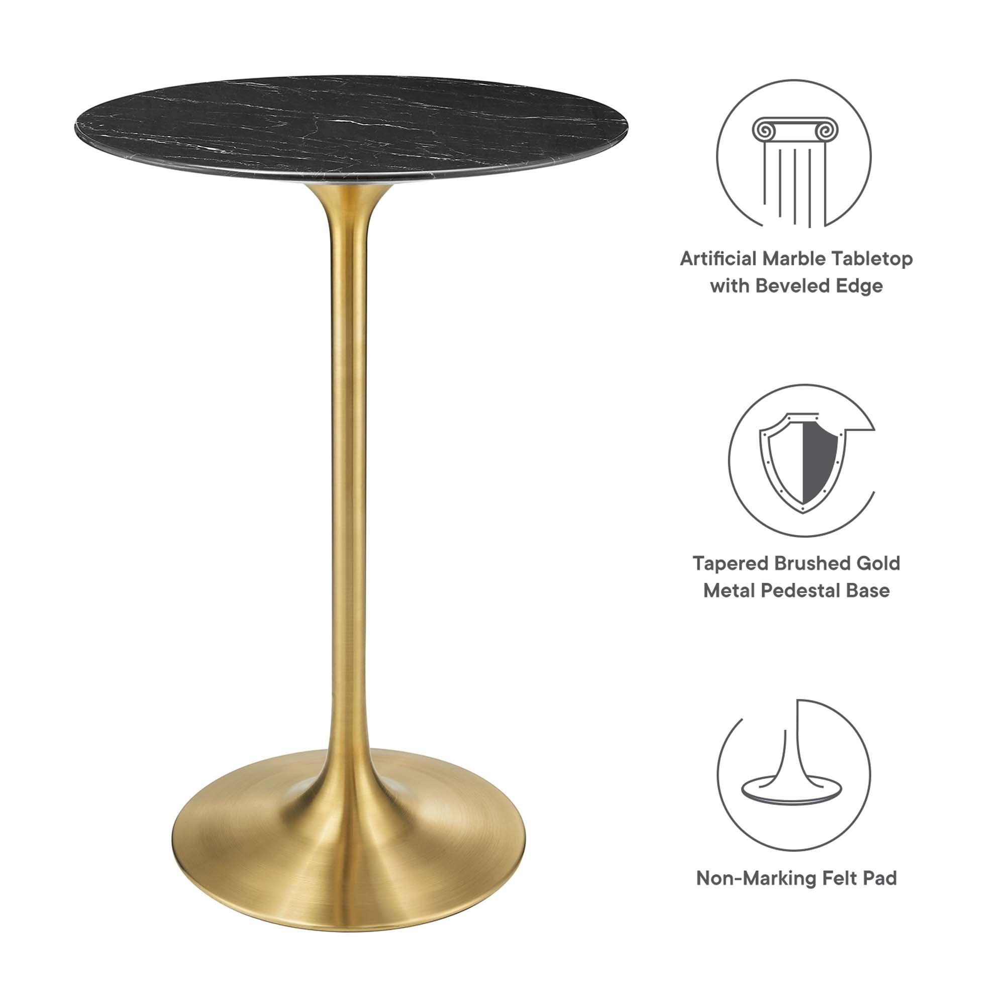 Lippa 28" Round Faux Marble Bar Table