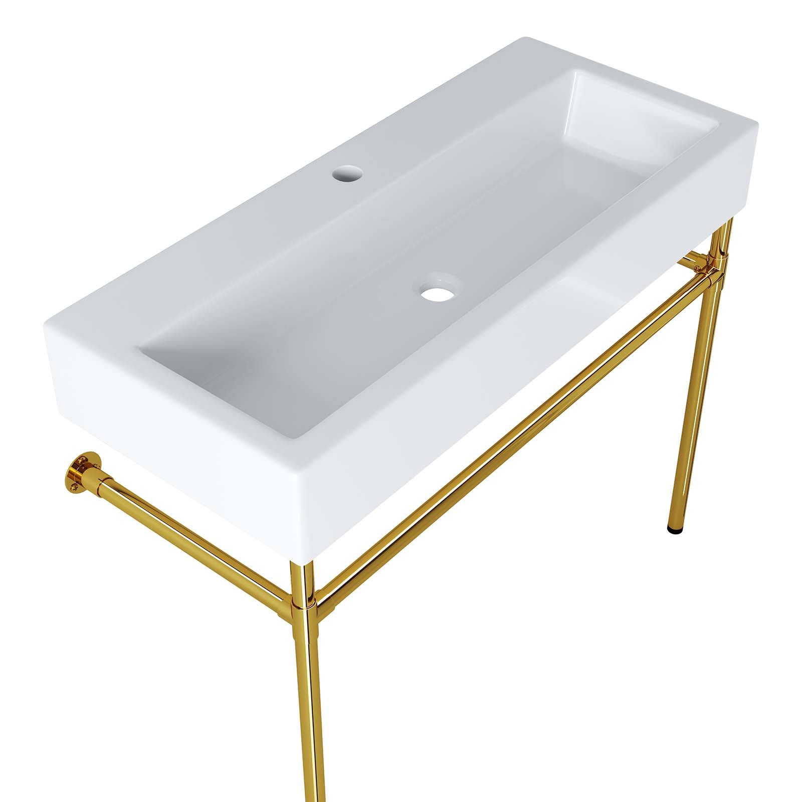 Redeem 40" Wall-Mount Gold Stainless Steel Bathroom Vanity-Bathroom Vanity-Modway-Wall2Wall Furnishings