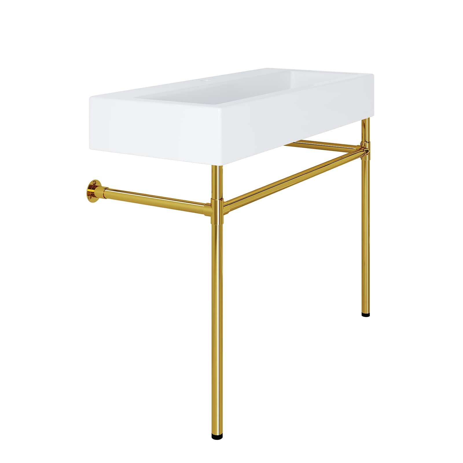 Redeem 40" Wall-Mount Gold Stainless Steel Bathroom Vanity-Bathroom Vanity-Modway-Wall2Wall Furnishings