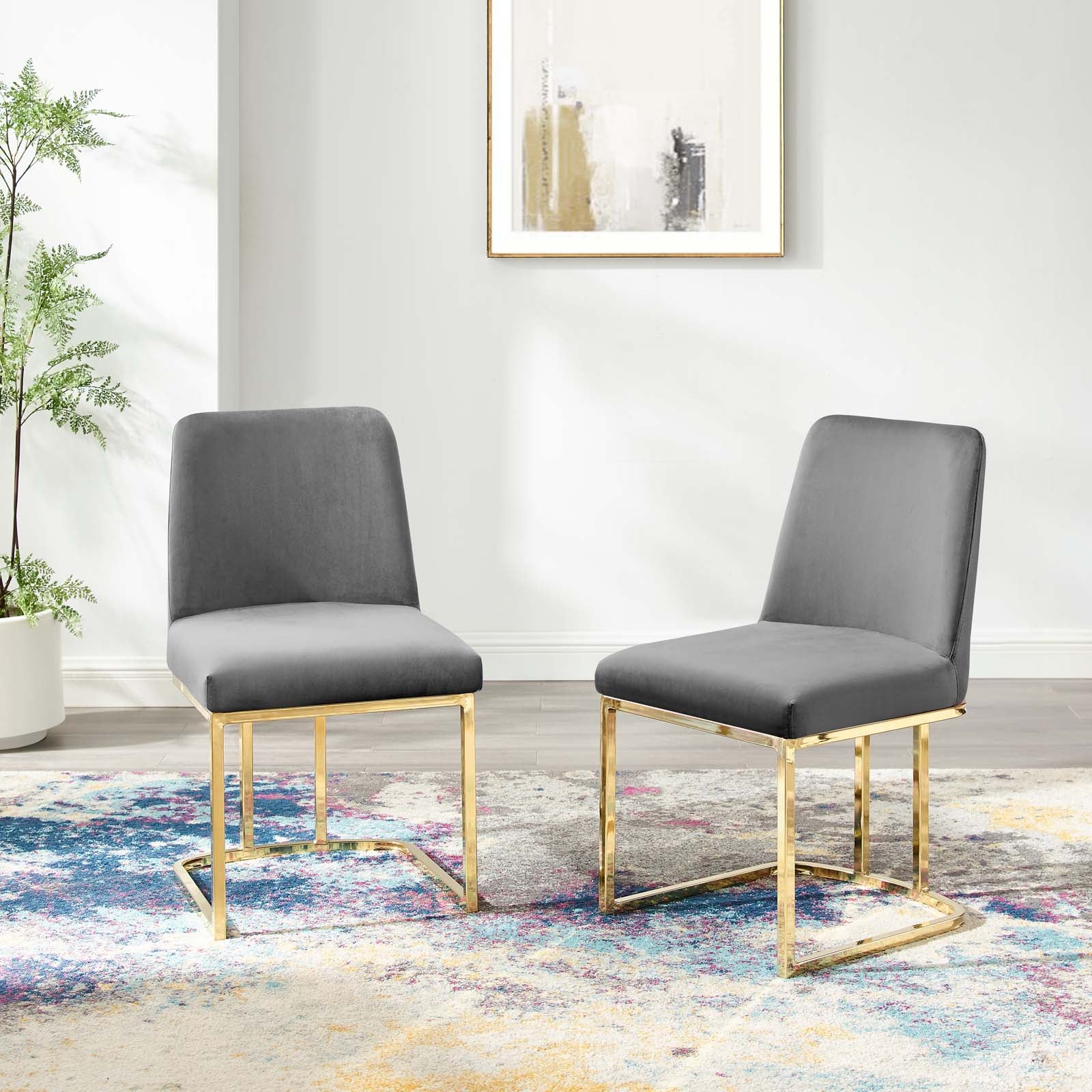Amplify Sled Base Performance Velvet Dining Chairs - Set of 2-Dining Chair-Modway-Wall2Wall Furnishings