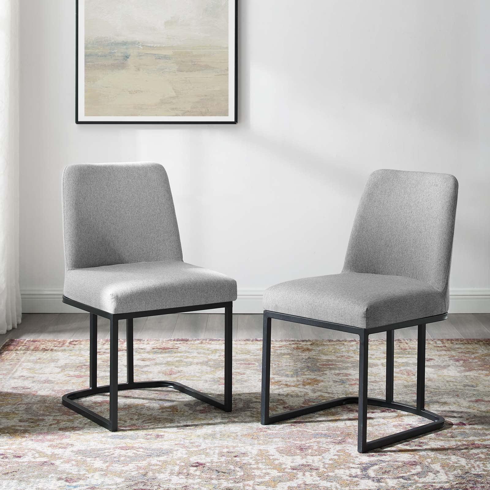 Amplify Sled Base Upholstered Fabric Dining Chairs - Set of 2-Dining Chair-Modway-Wall2Wall Furnishings