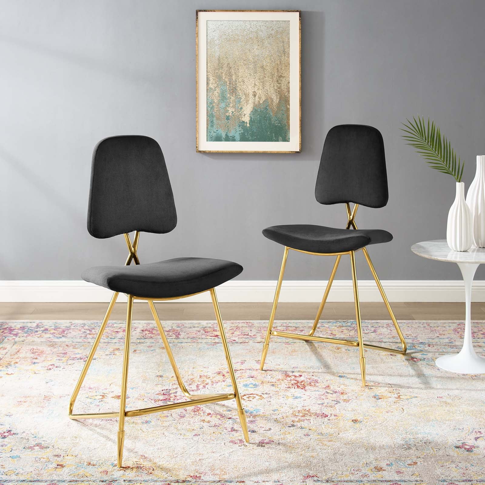 Ponder Counter Stool Performance Velvet Set of 2-Counter Stool-Modway-Wall2Wall Furnishings