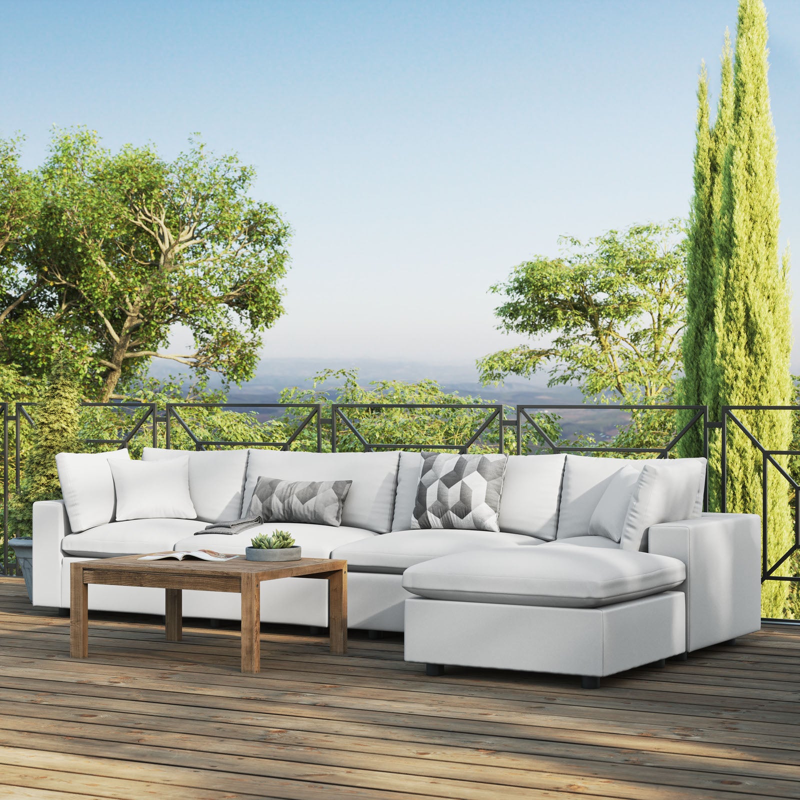 Commix 5-Piece Outdoor Patio Sectional Sofa-Outdoor Sectional-Modway-Wall2Wall Furnishings